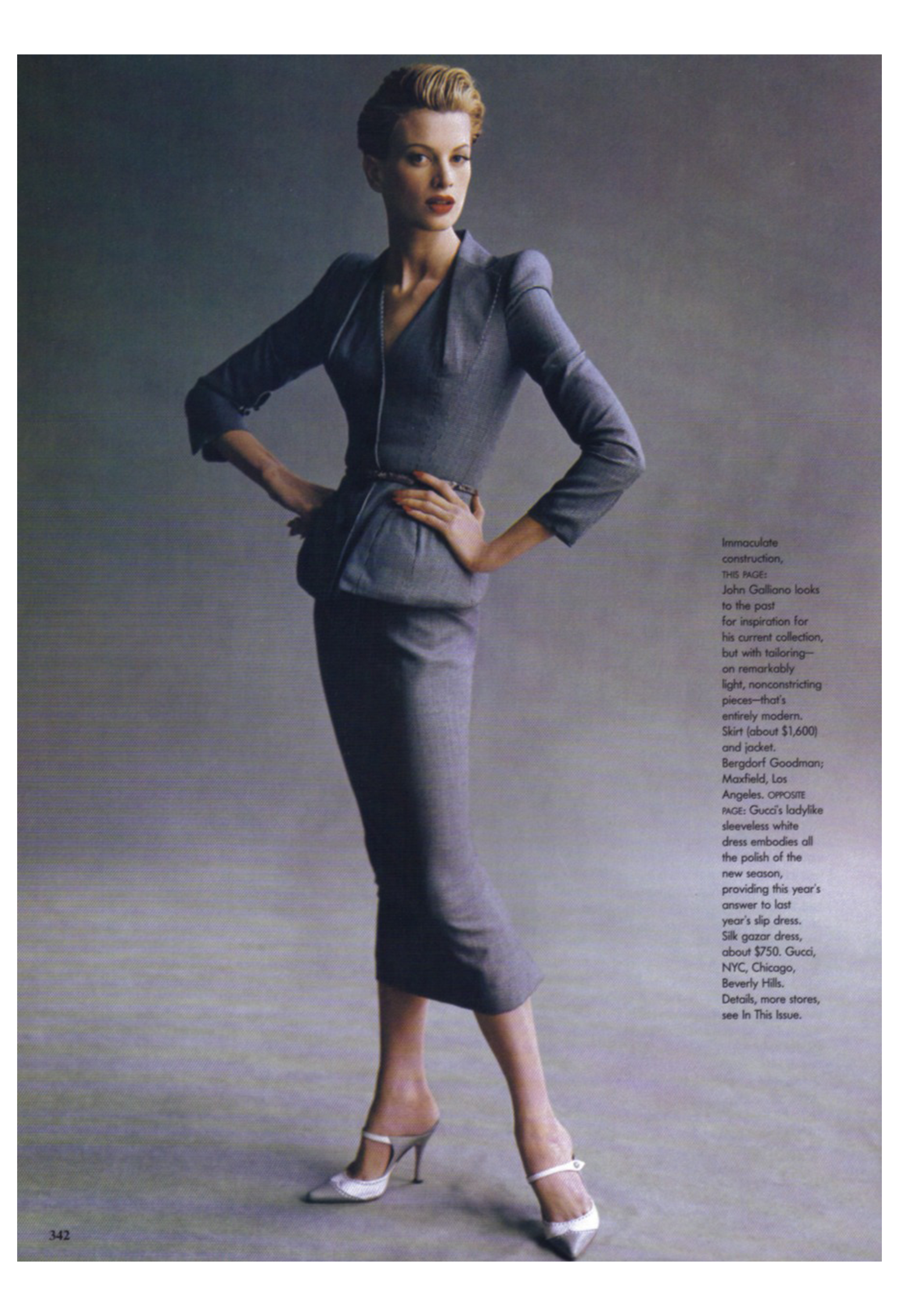 JOHN GALLIANO BLACK AND WHITE HOUNDSTOOTH SKIRT SUIT 1995