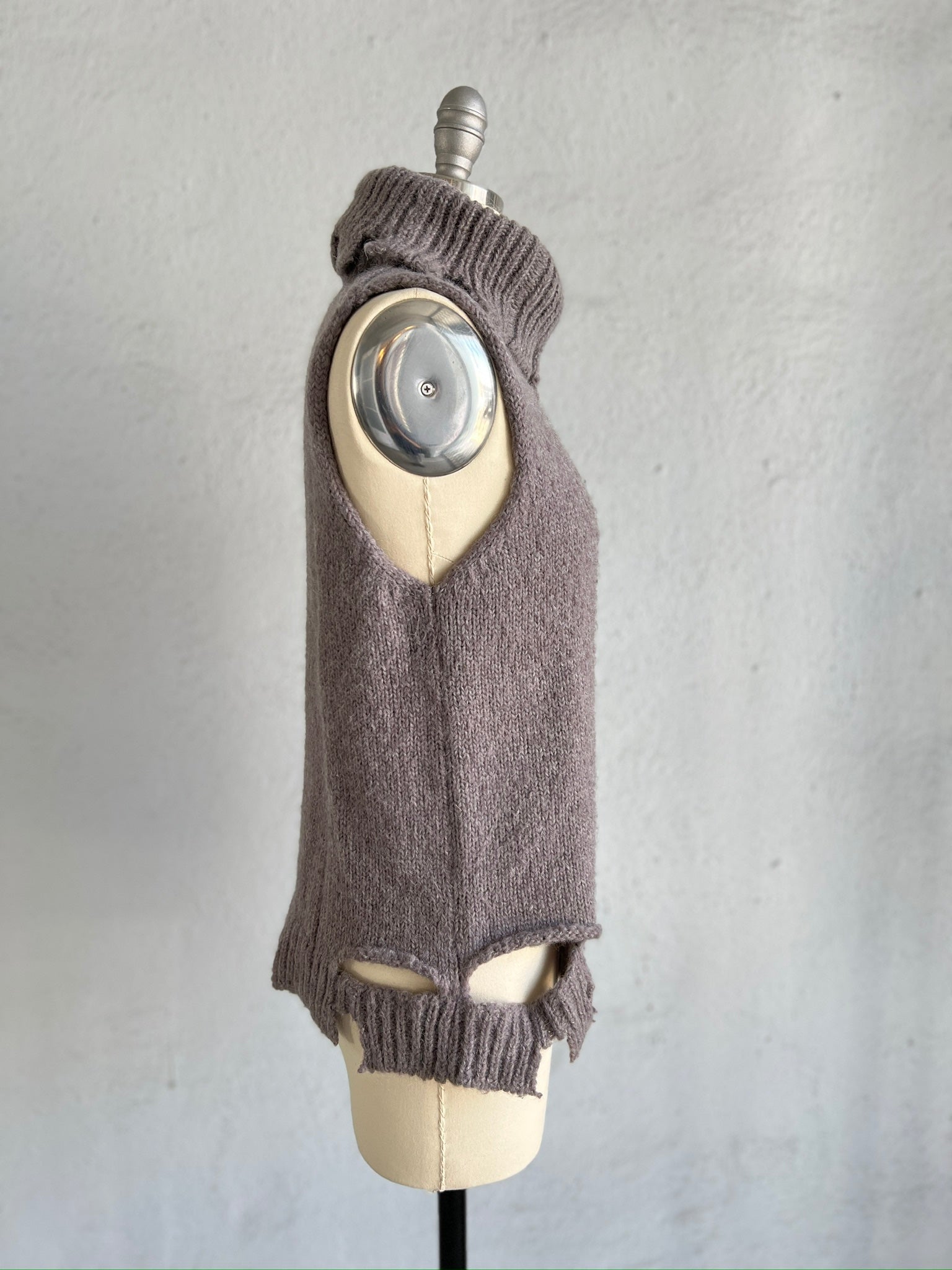 MAISON MARTIN MARGIELA MAUVE DECONSTRUCTED SWEATER WITH HIGH NECK 2001