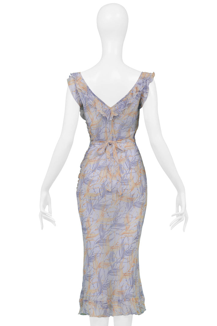 CHLOE BLUE CHIFFON DAY DRESS WITH RUFFLES