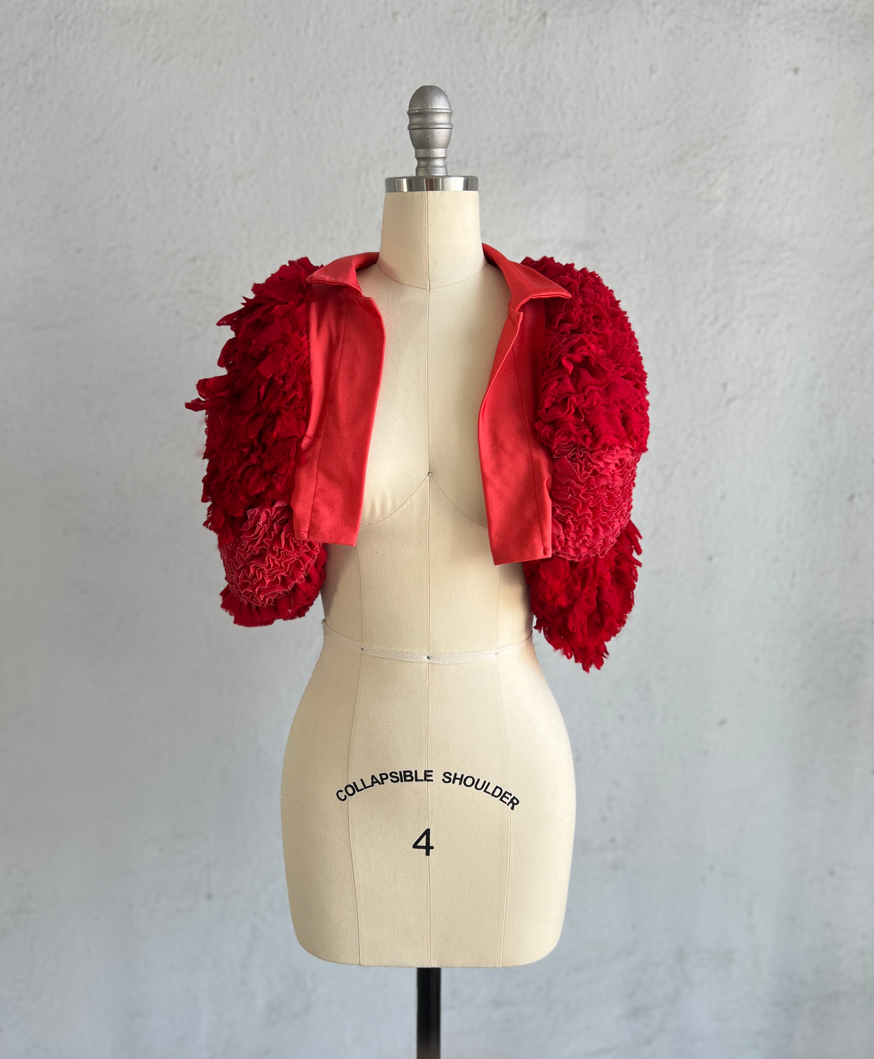 COMME DES GARCONS RED FANCY RUFFLE BOLERO JACKET 2000