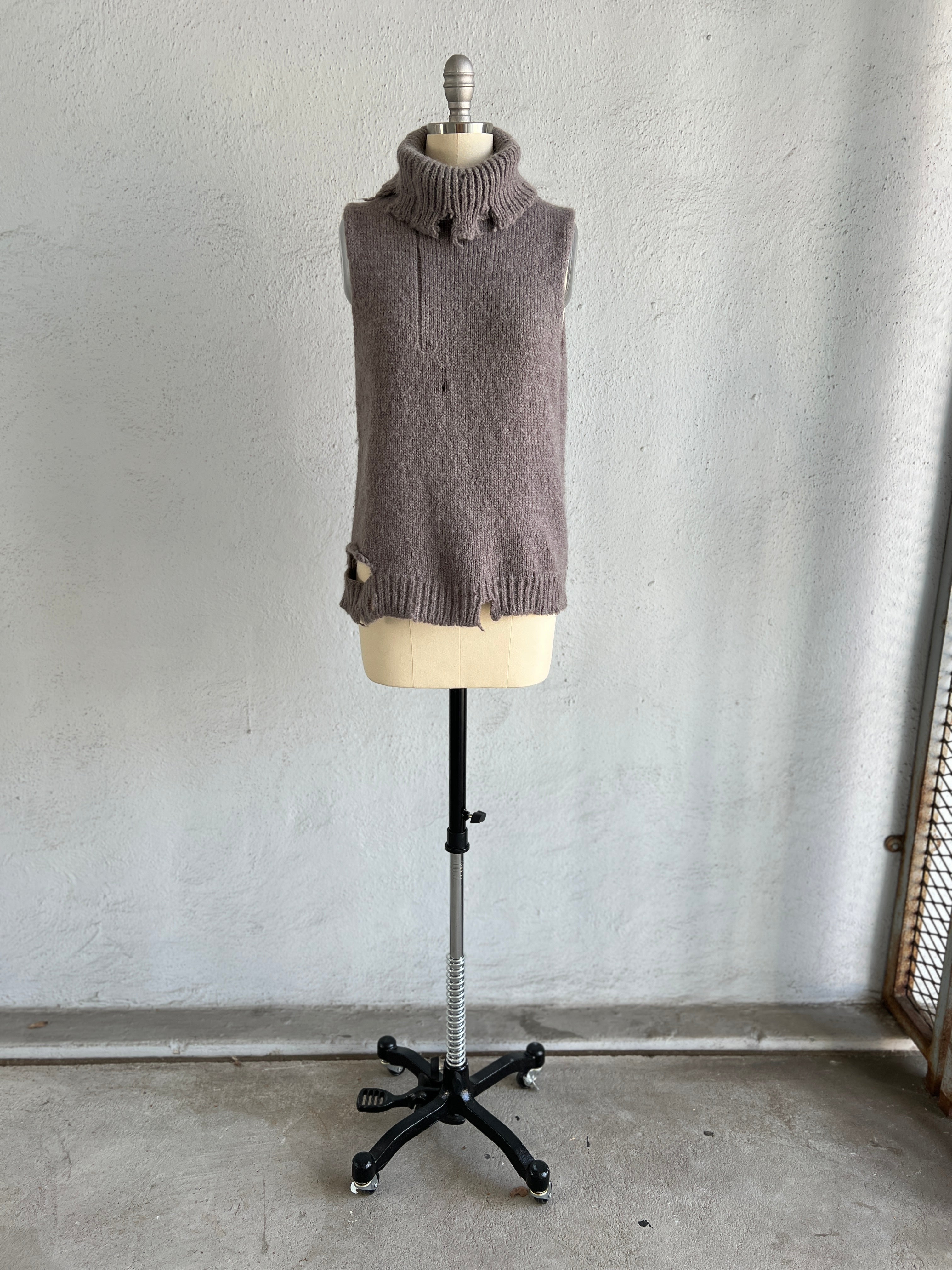MAISON MARTIN MARGIELA MAUVE DECONSTRUCTED SWEATER WITH HIGH NECK 2001