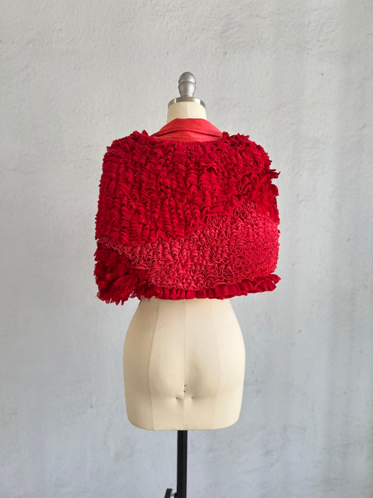 COMME DES GARCONS RED FANCY RUFFLE BOLERO JACKET 2000