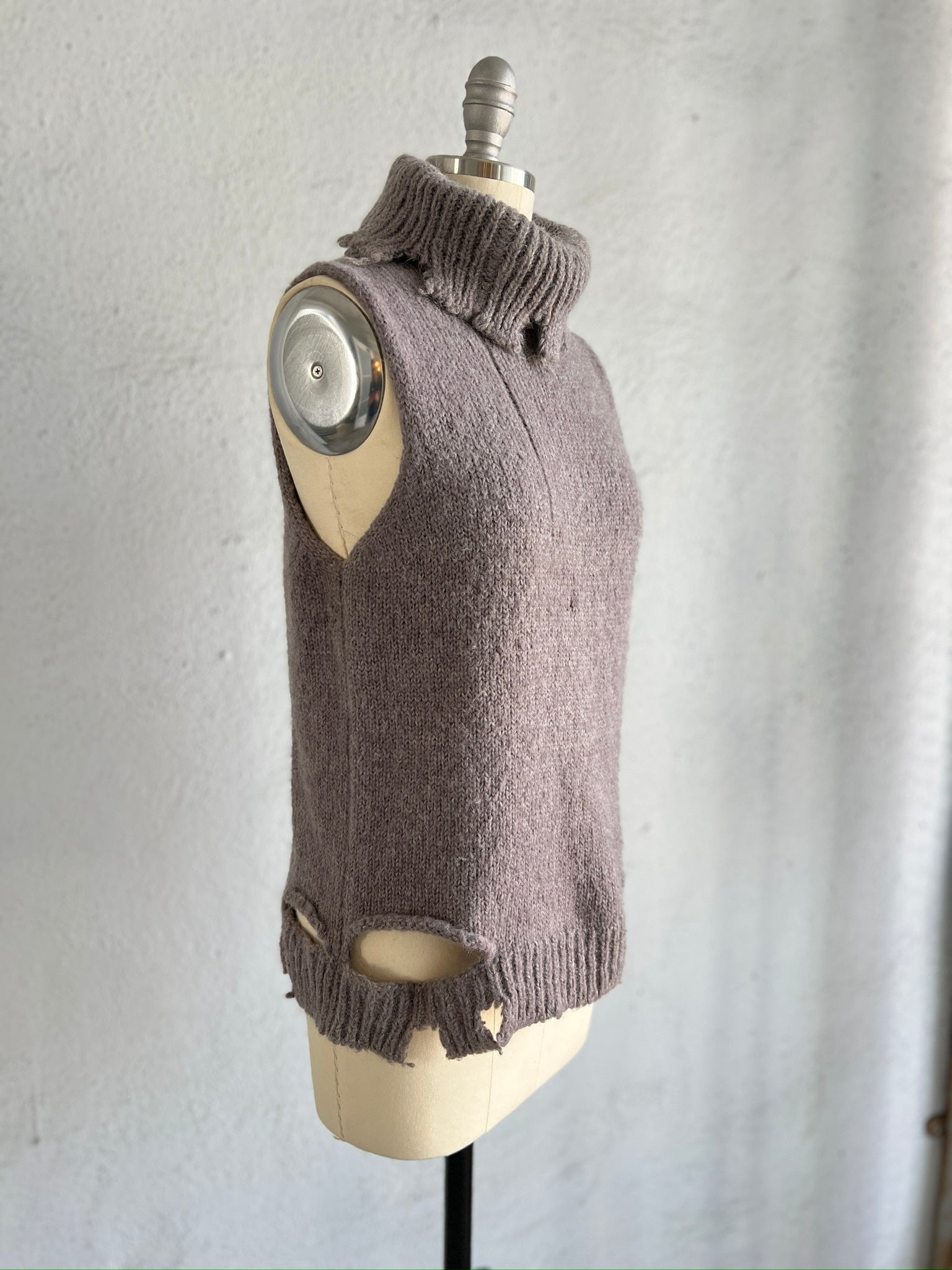 MAISON MARTIN MARGIELA MAUVE DECONSTRUCTED SWEATER WITH HIGH NECK 2001