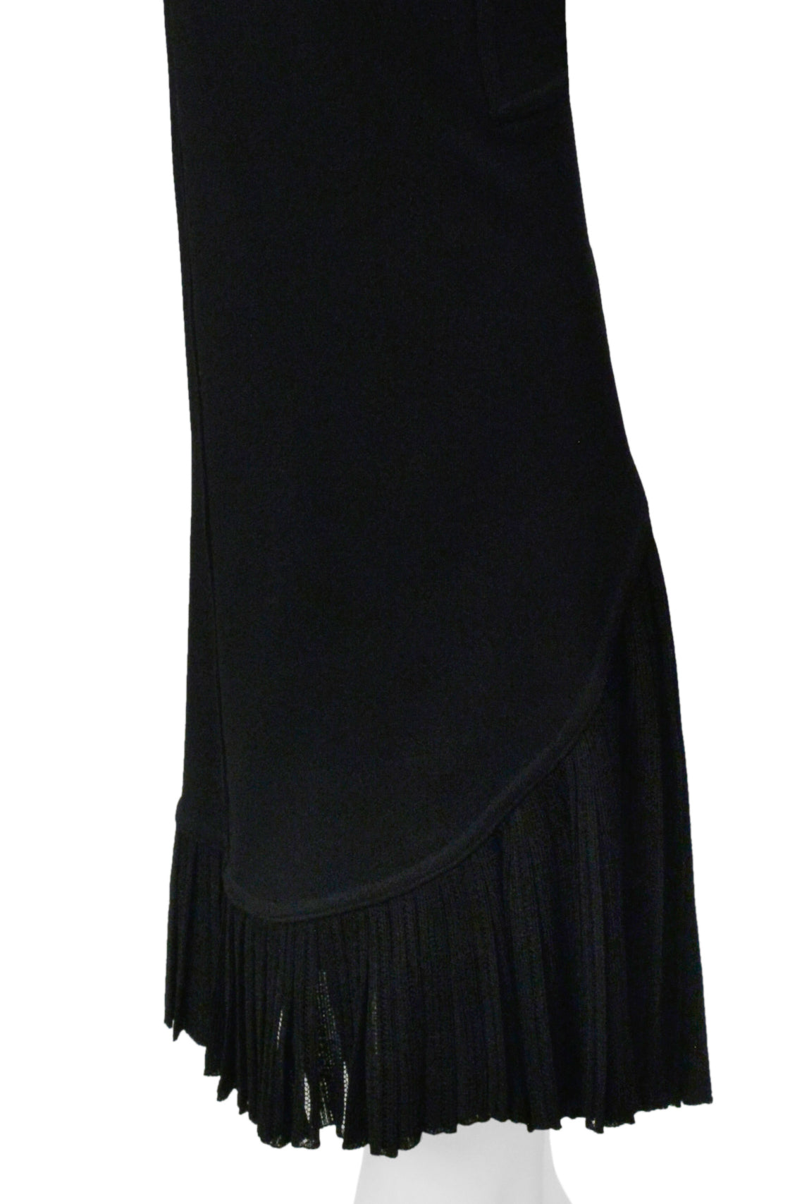 ALAIA BLACK EVENING GOWN WITH LACE HEM AND MULTI STRAPS 1990