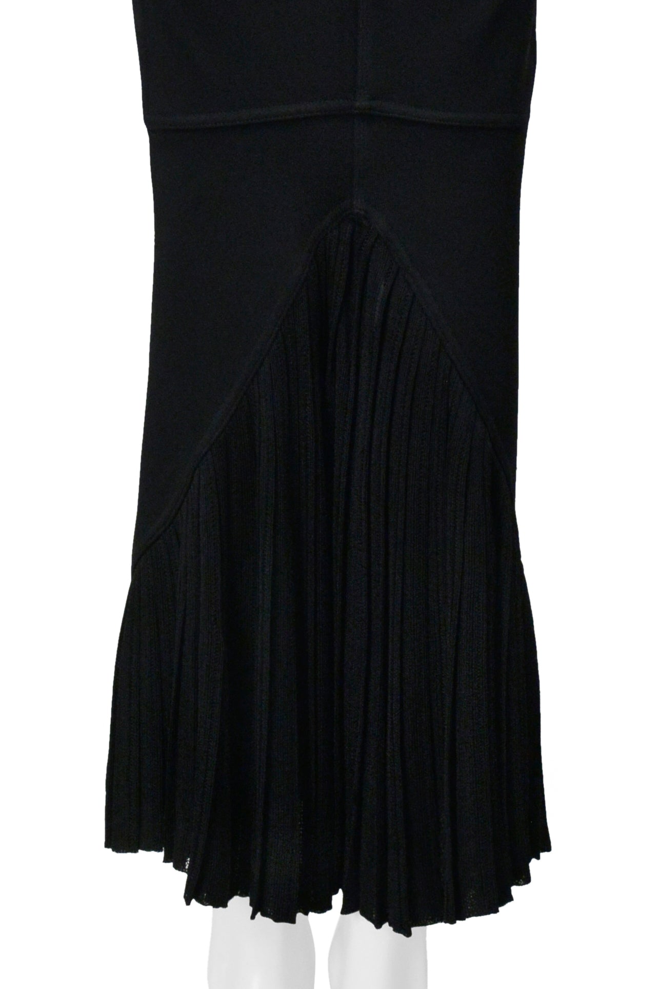 ALAIA BLACK EVENING GOWN WITH LACE HEM AND MULTI STRAPS 1990