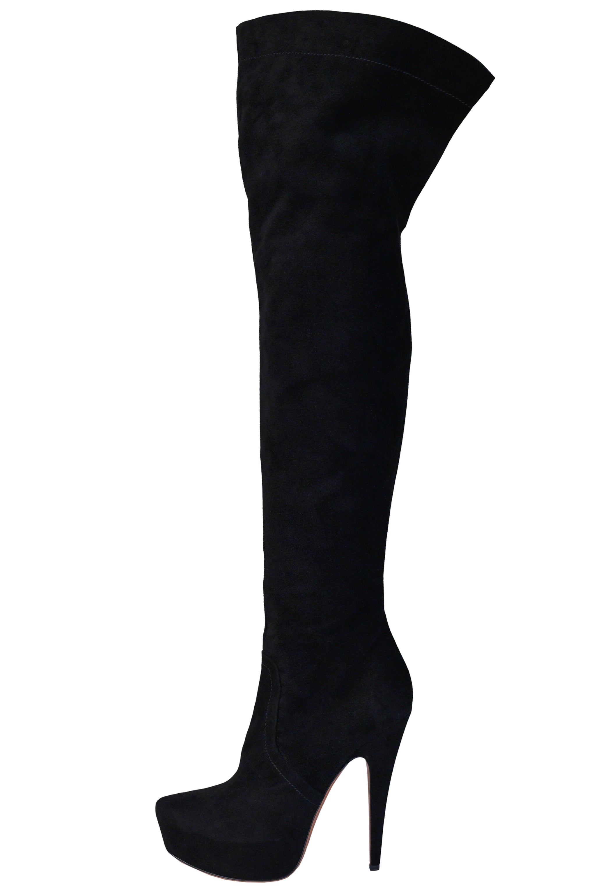 ALAIA BLACK SUEDE THIGH HIGH PLATFORM BOOTS