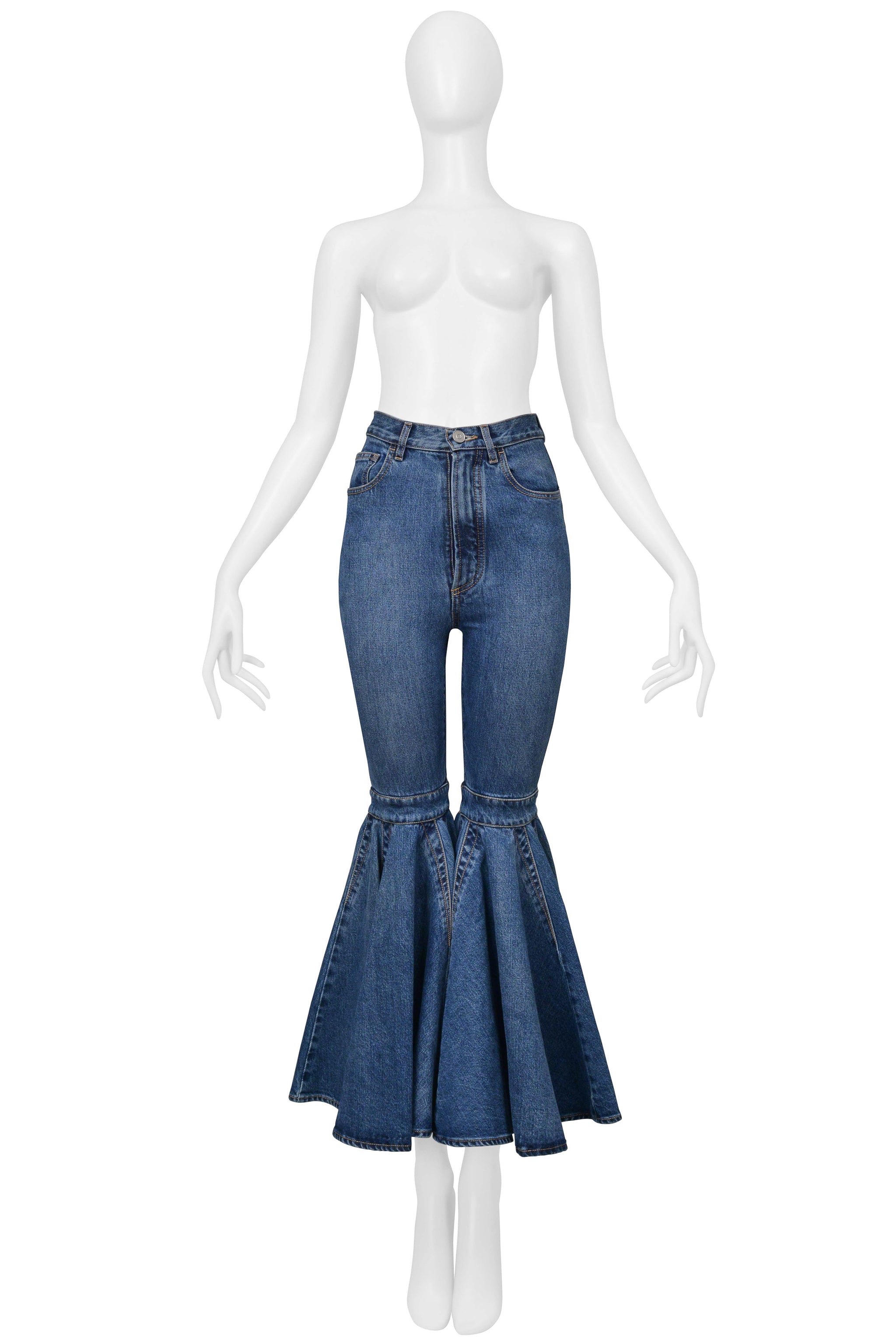 ALAIA BLUE DENIM ULTRA FLARE JEANS