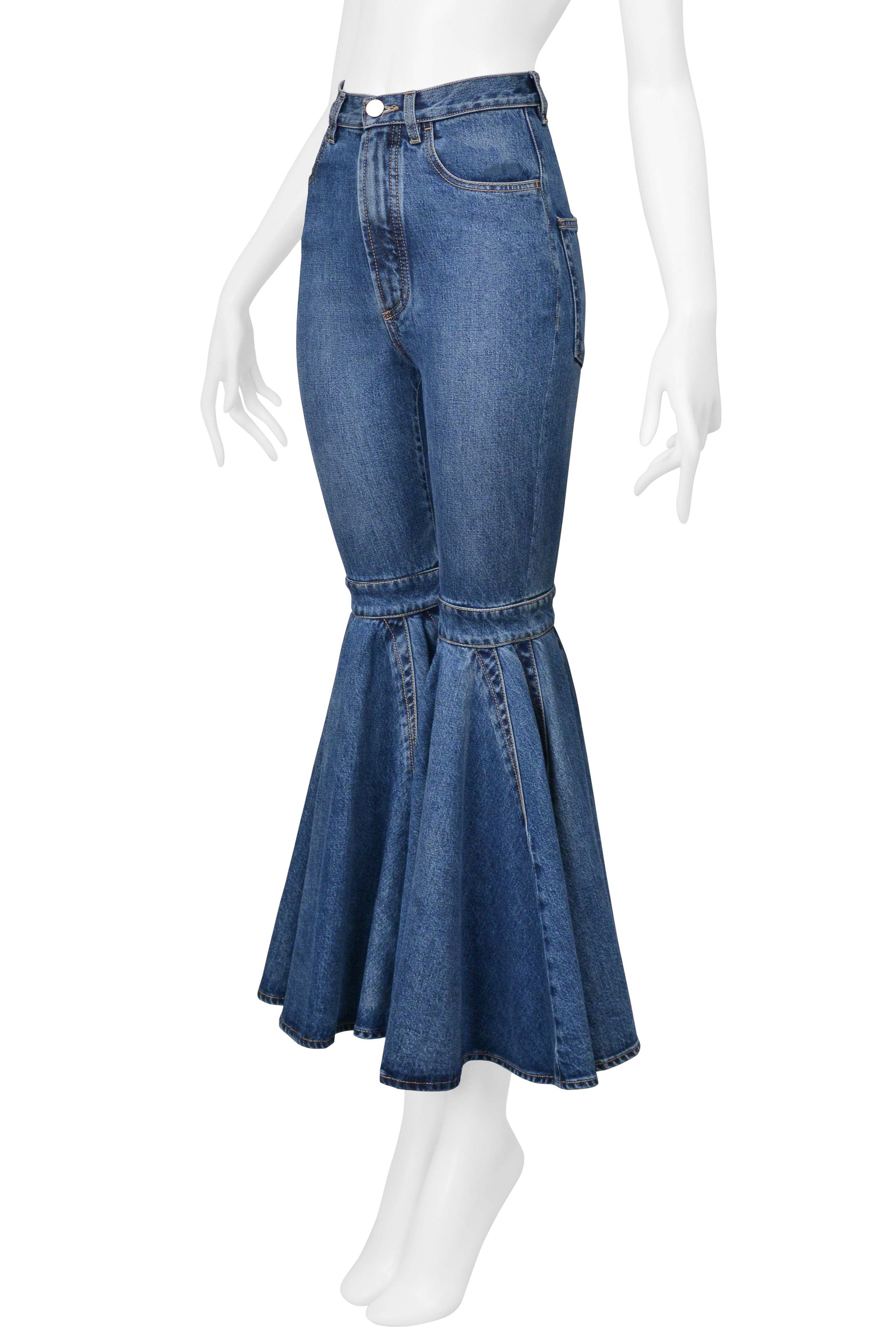 ALAIA BLUE DENIM ULTRA FLARE JEANS