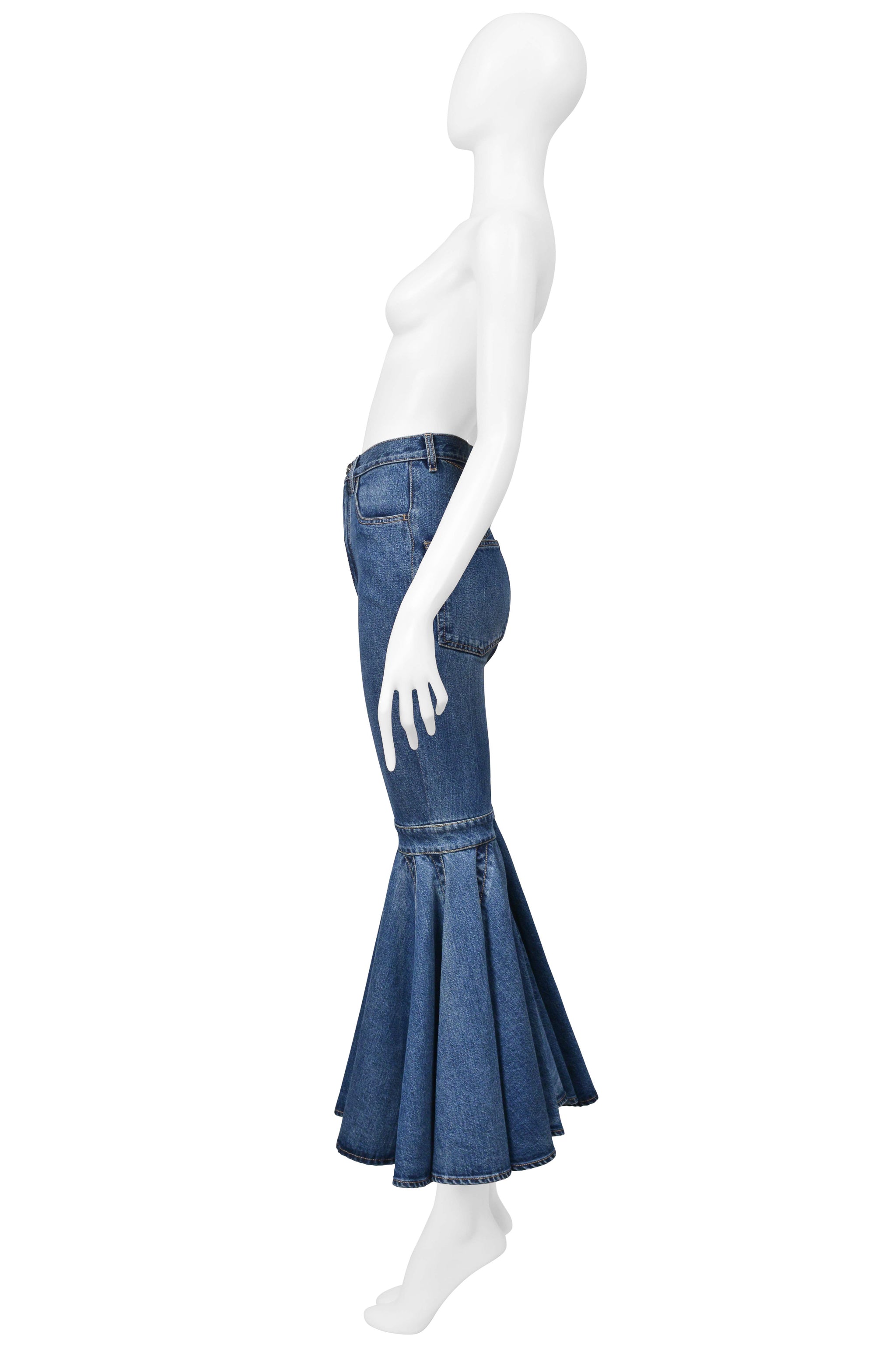 ALAIA BLUE DENIM ULTRA FLARE JEANS