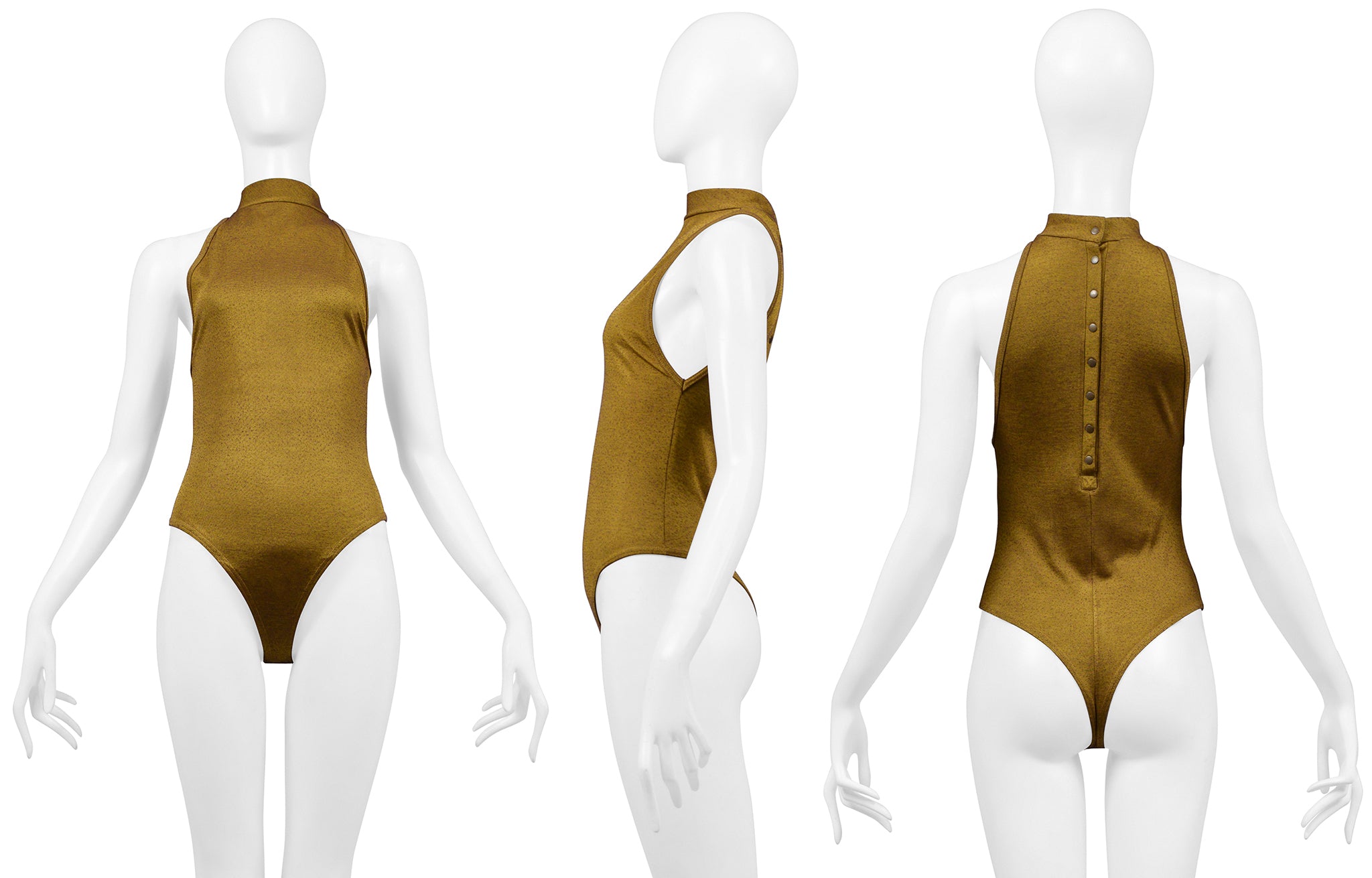 ALAIA BRONZE BODYSUIT WITH BUTTON UP BACK