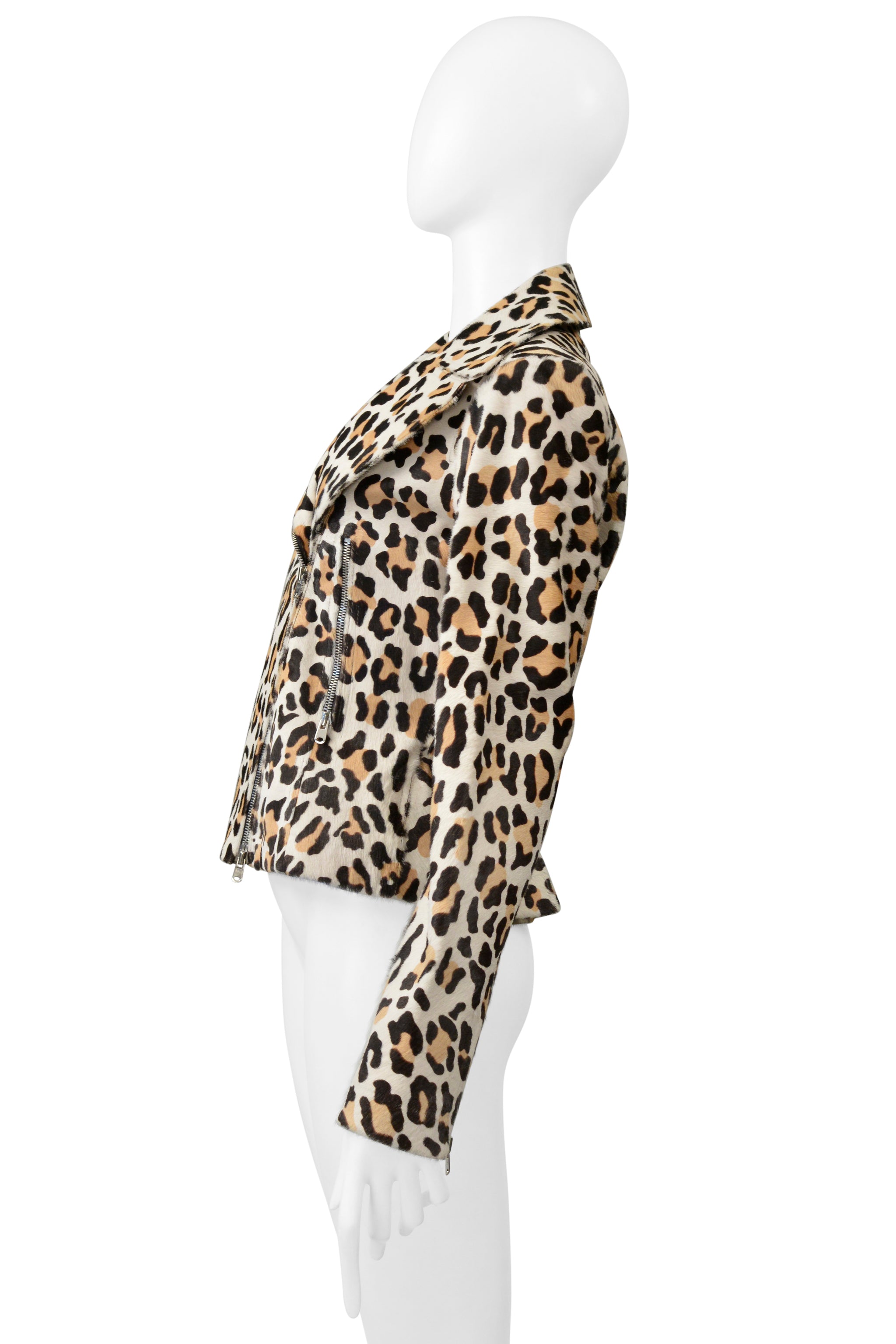 ALAIA LEOPARD PRINT PONYSKIN MOTORCYCLE JACKET