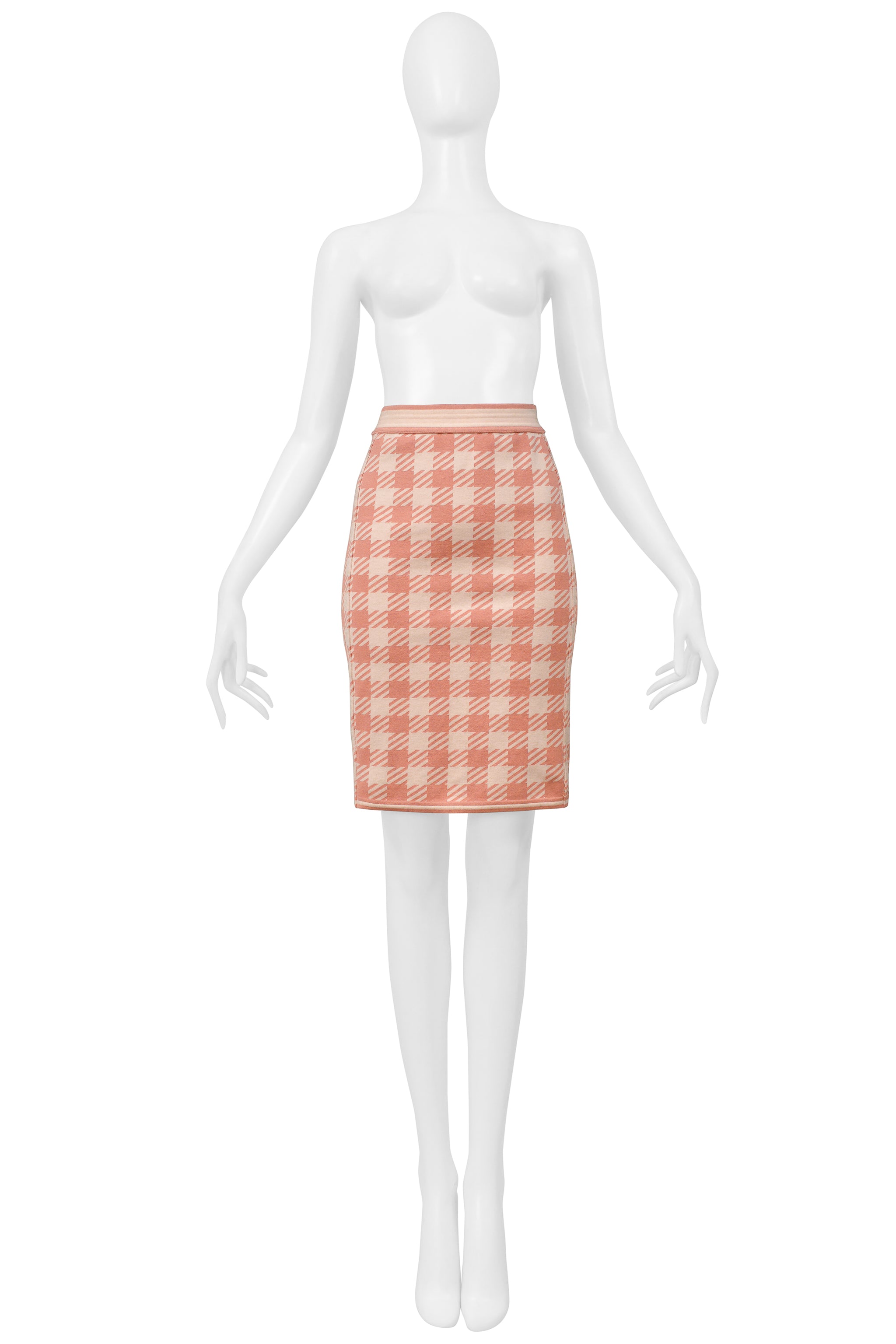 ALAIA CORAL AND PINK "TATI" PRINT SKIRT 1991