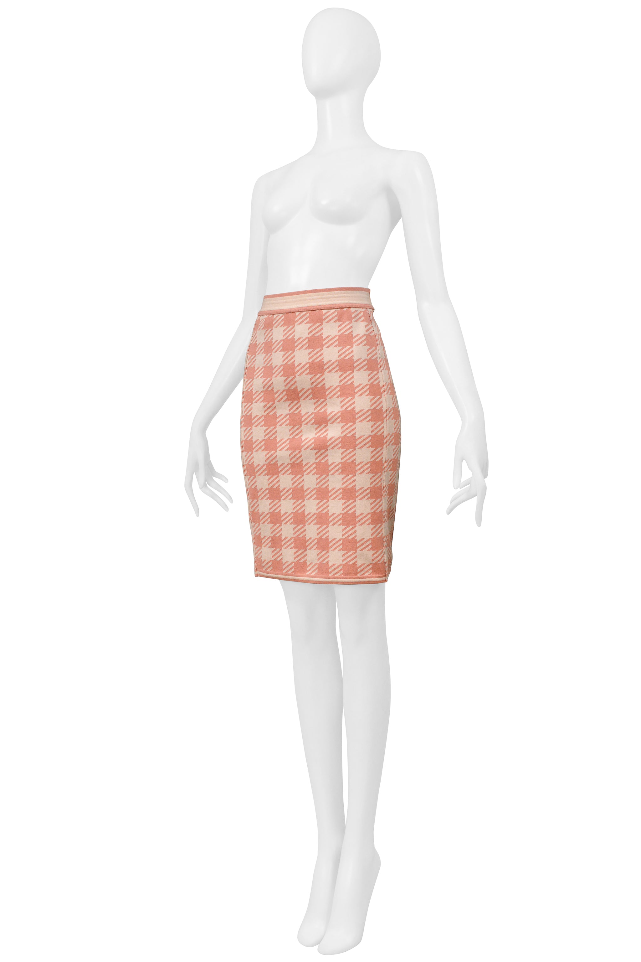 ALAIA CORAL AND PINK "TATI" PRINT SKIRT 1991