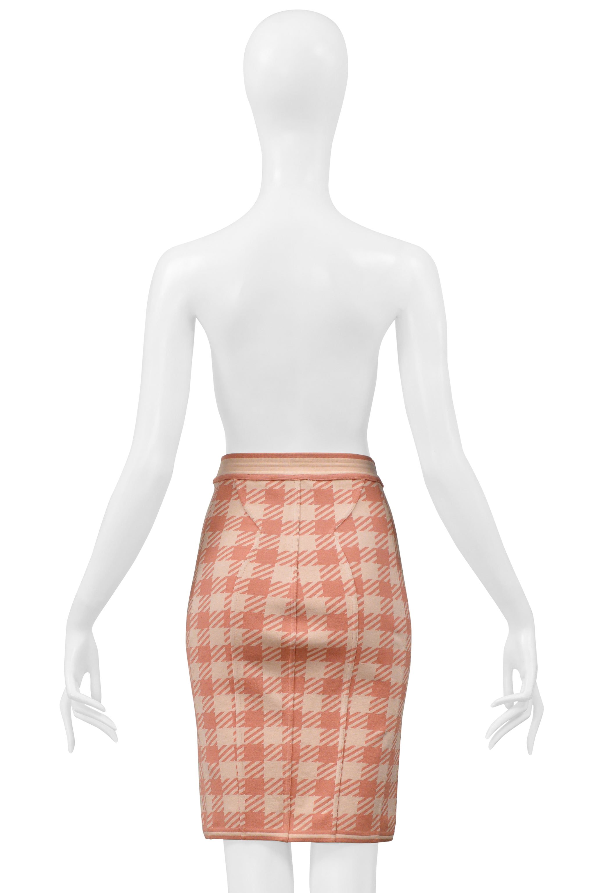 ALAIA CORAL AND PINK "TATI" PRINT SKIRT 1991