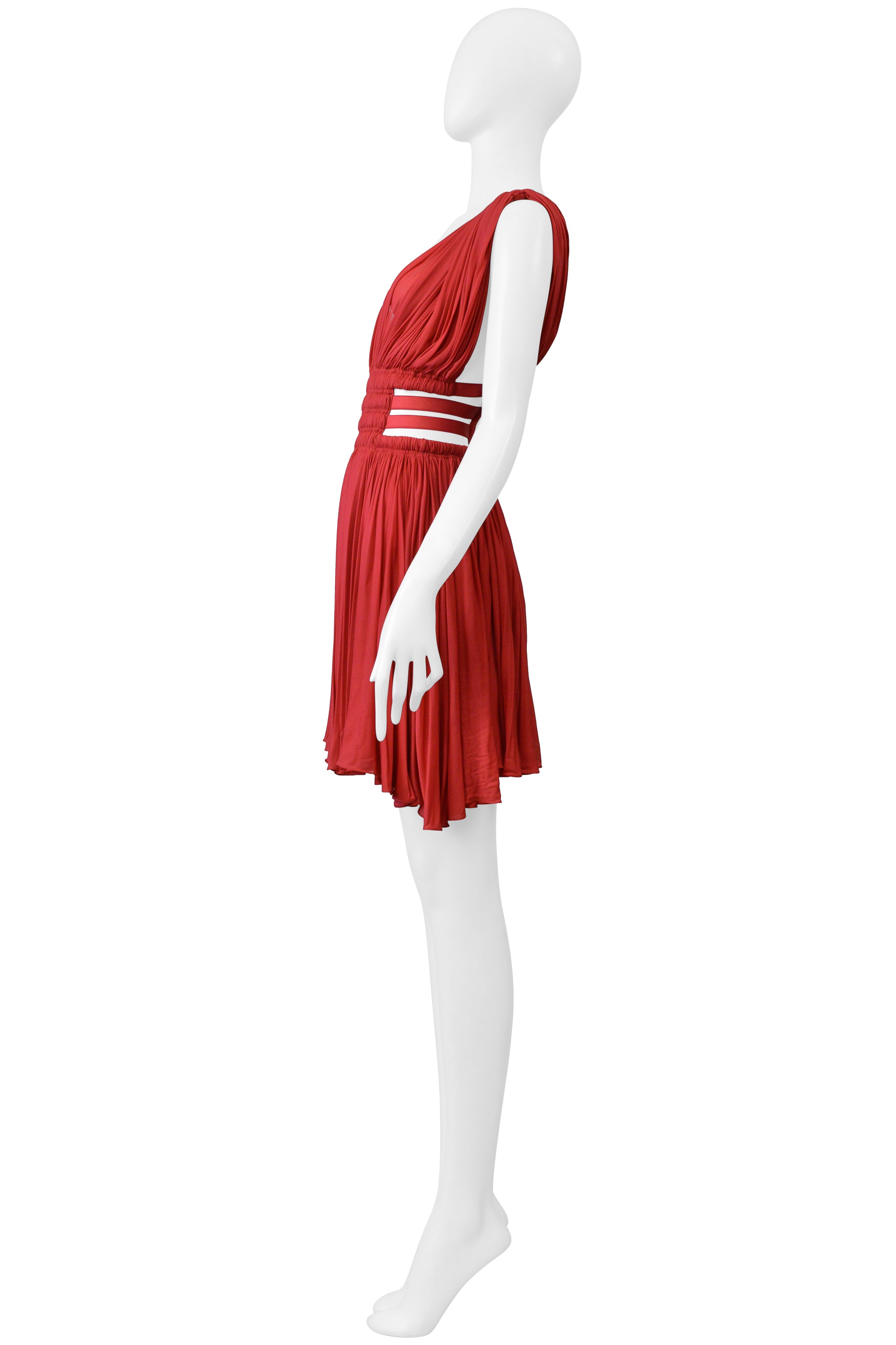 ALAIA RED JERSEY GODDESS MINI DRESS 2004