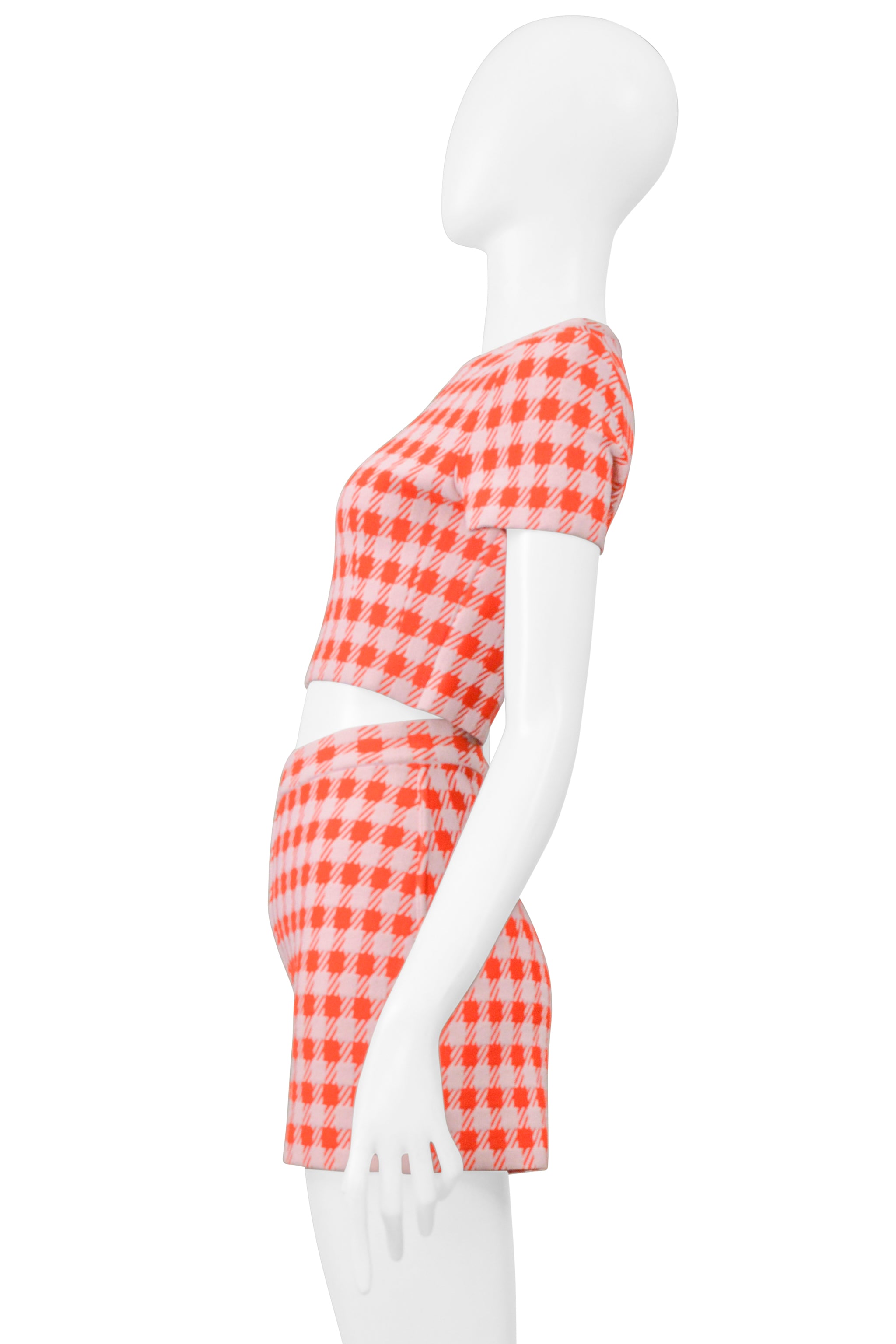 ALAIA RED & PINK NEW TATI PRINT SHORTS ENSEMBLE