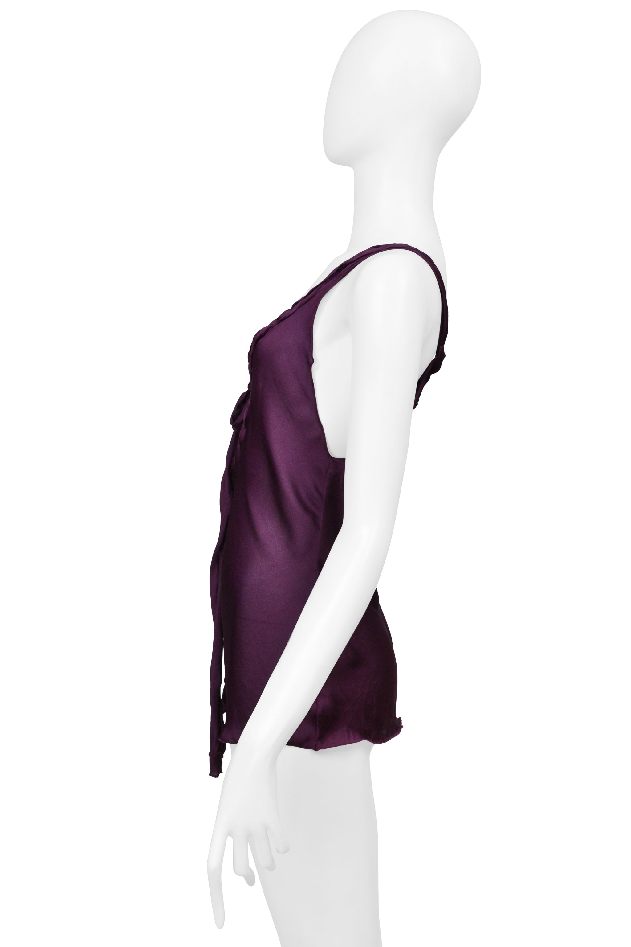 ALBERTA FERRETTI PURPLE SILK KNOTTED TOP WITH BOW