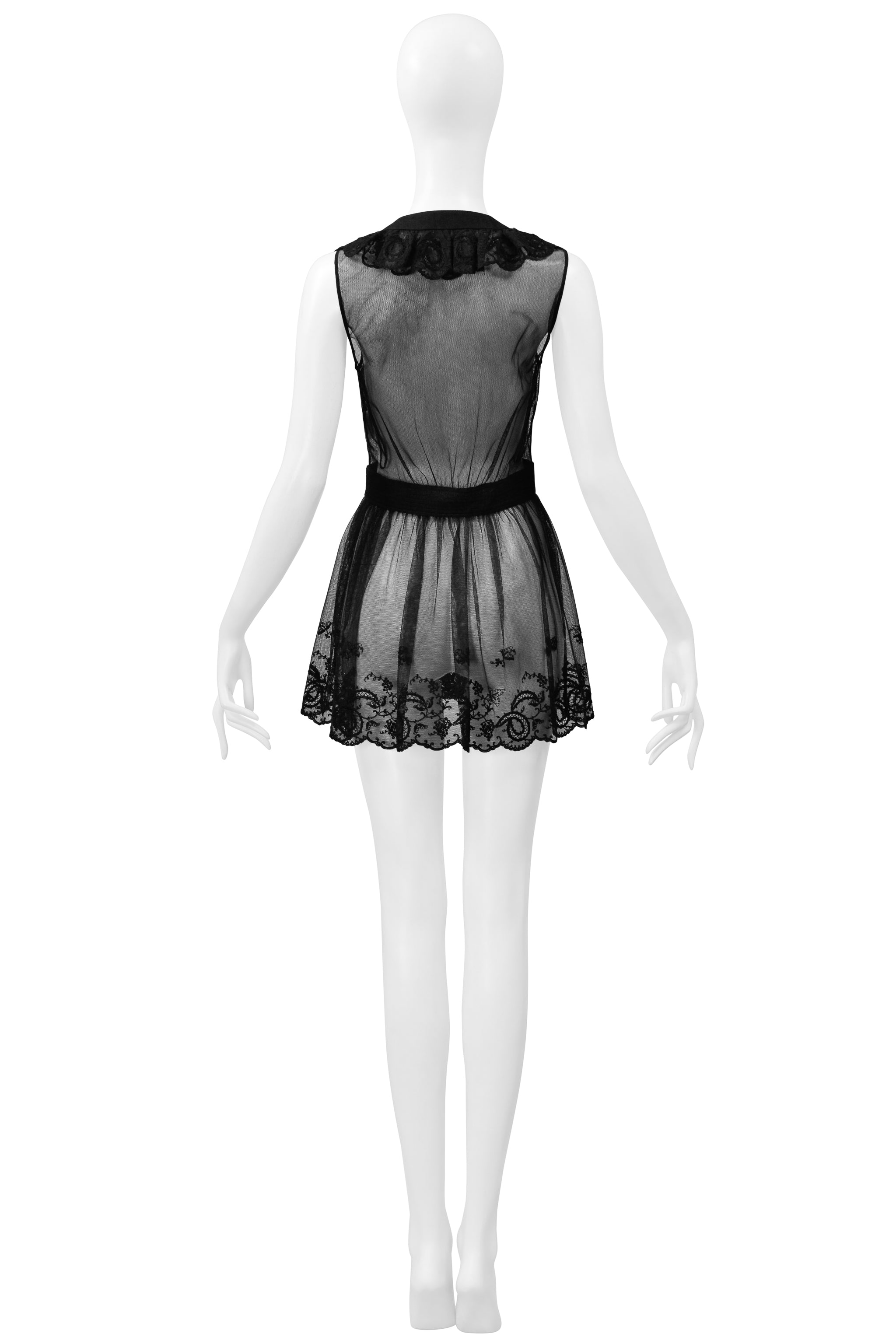 ALEXANDER MCQUEEN BLACK LACE SHEER MINI TEDDY 2018