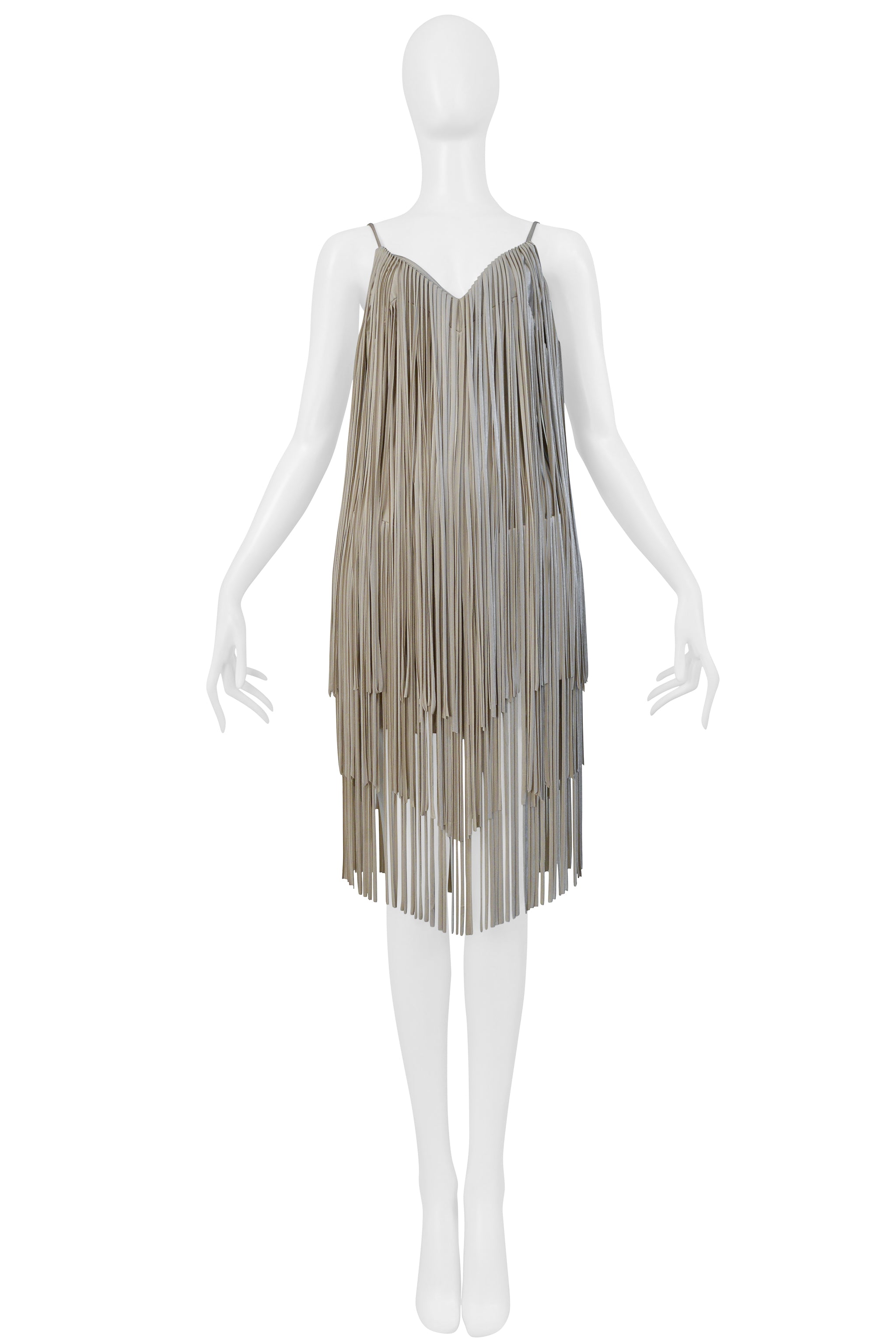 ALEXANDRE VAUTHIER BEIGE FRINGE MINI DRESS