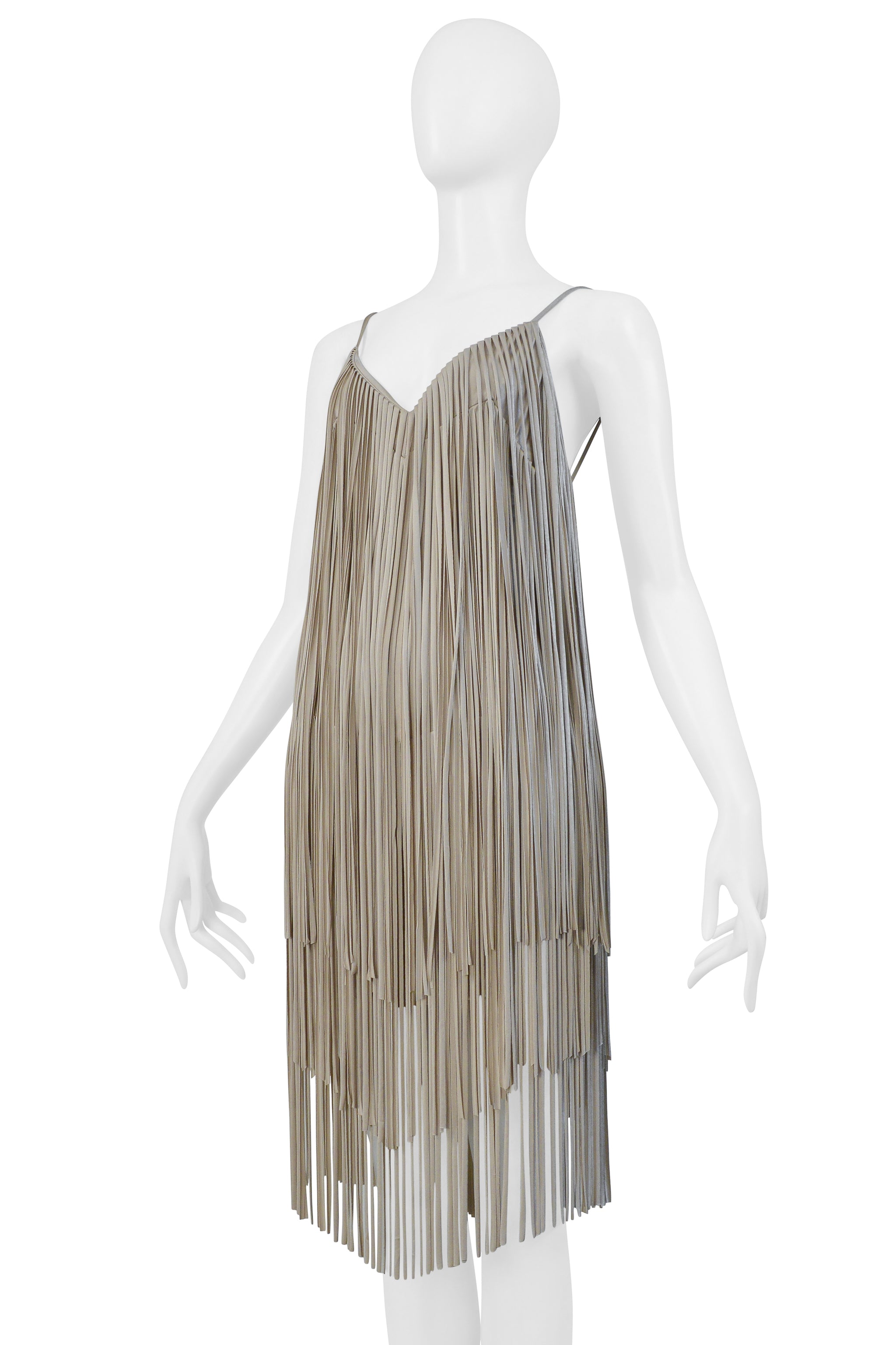 ALEXANDRE VAUTHIER BEIGE FRINGE MINI DRESS