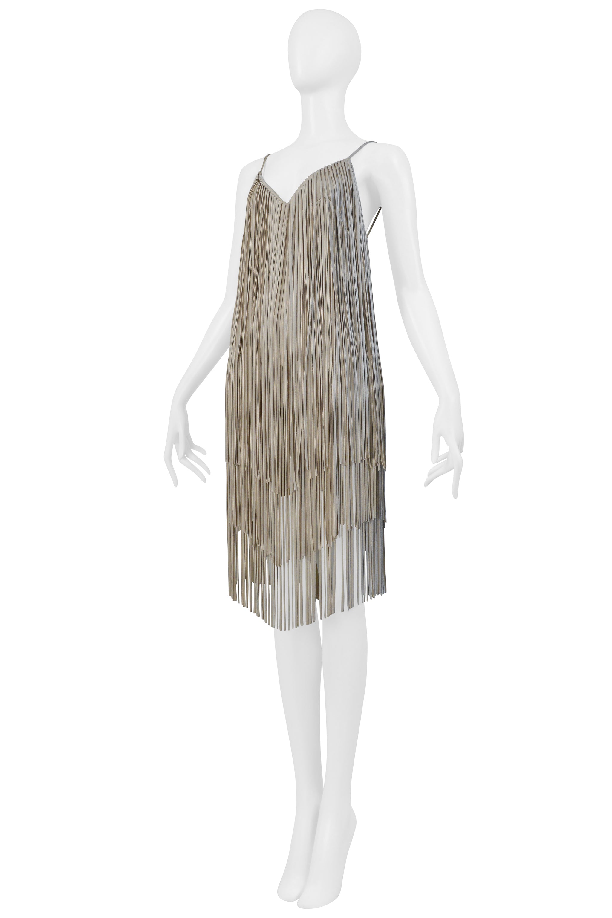 ALEXANDRE VAUTHIER BEIGE FRINGE MINI DRESS