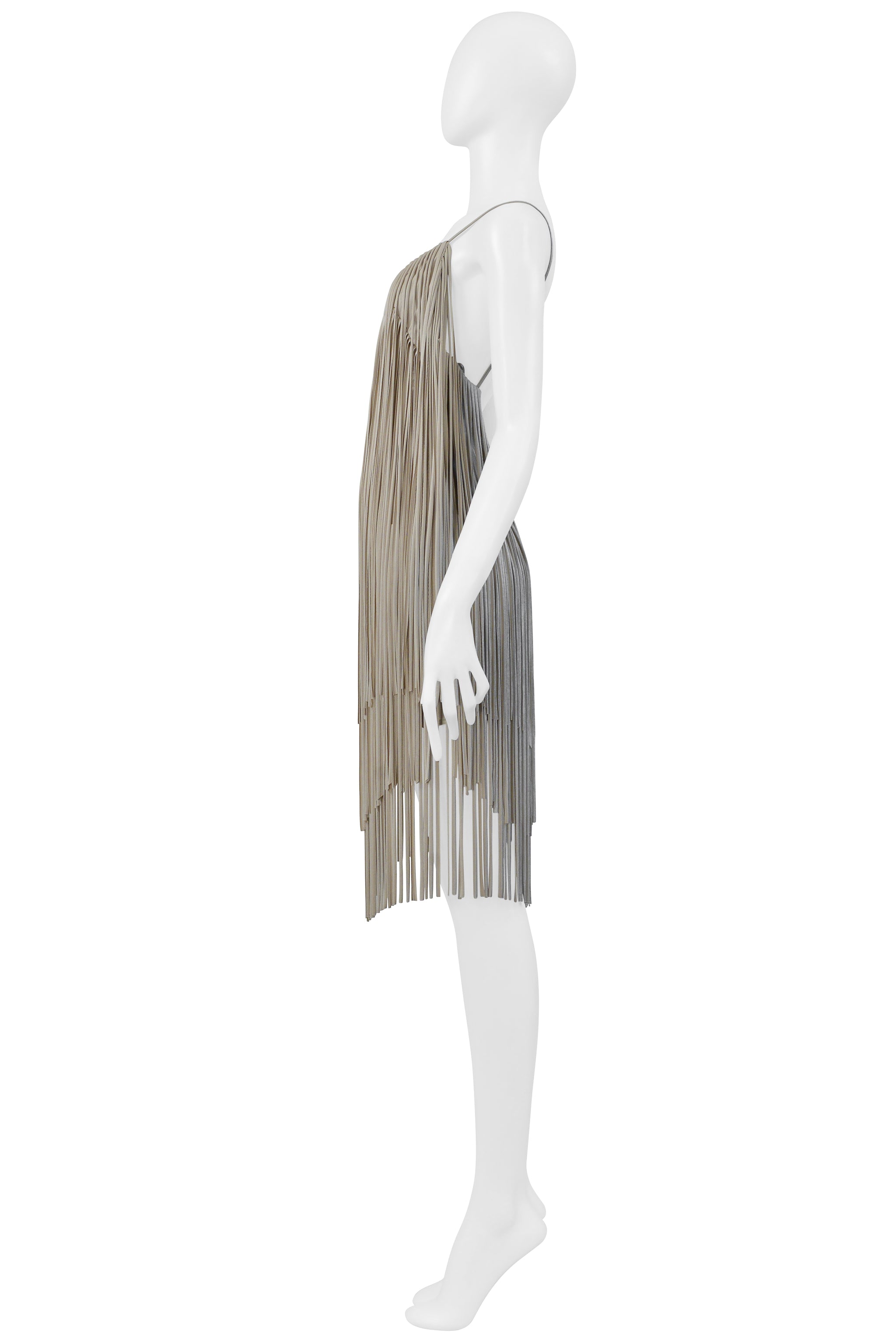 ALEXANDRE VAUTHIER BEIGE FRINGE MINI DRESS