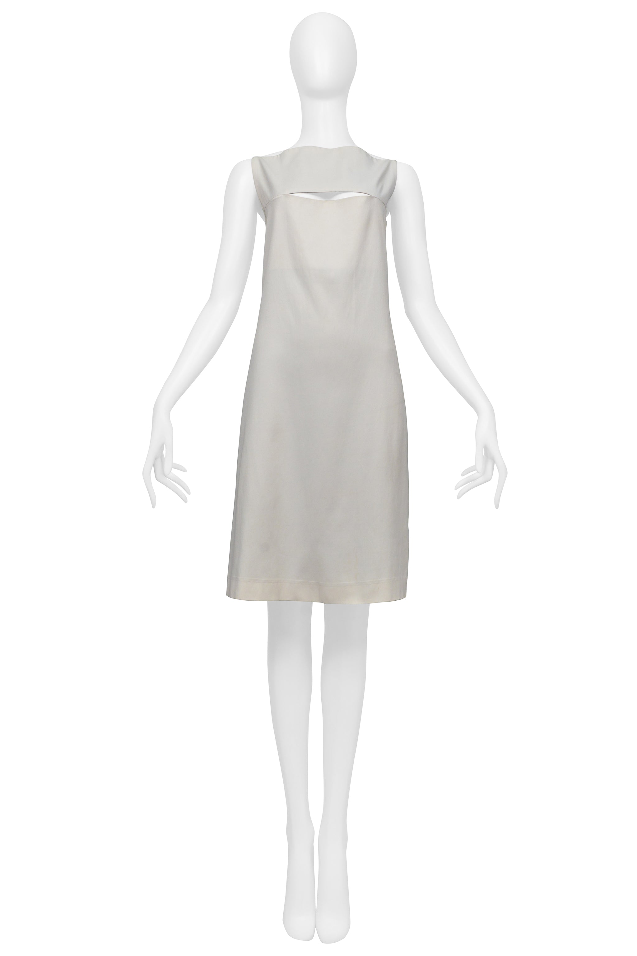 ANN DEMEULEMEESTER OFF WHITE MINI DRESS WITH CUTOUT