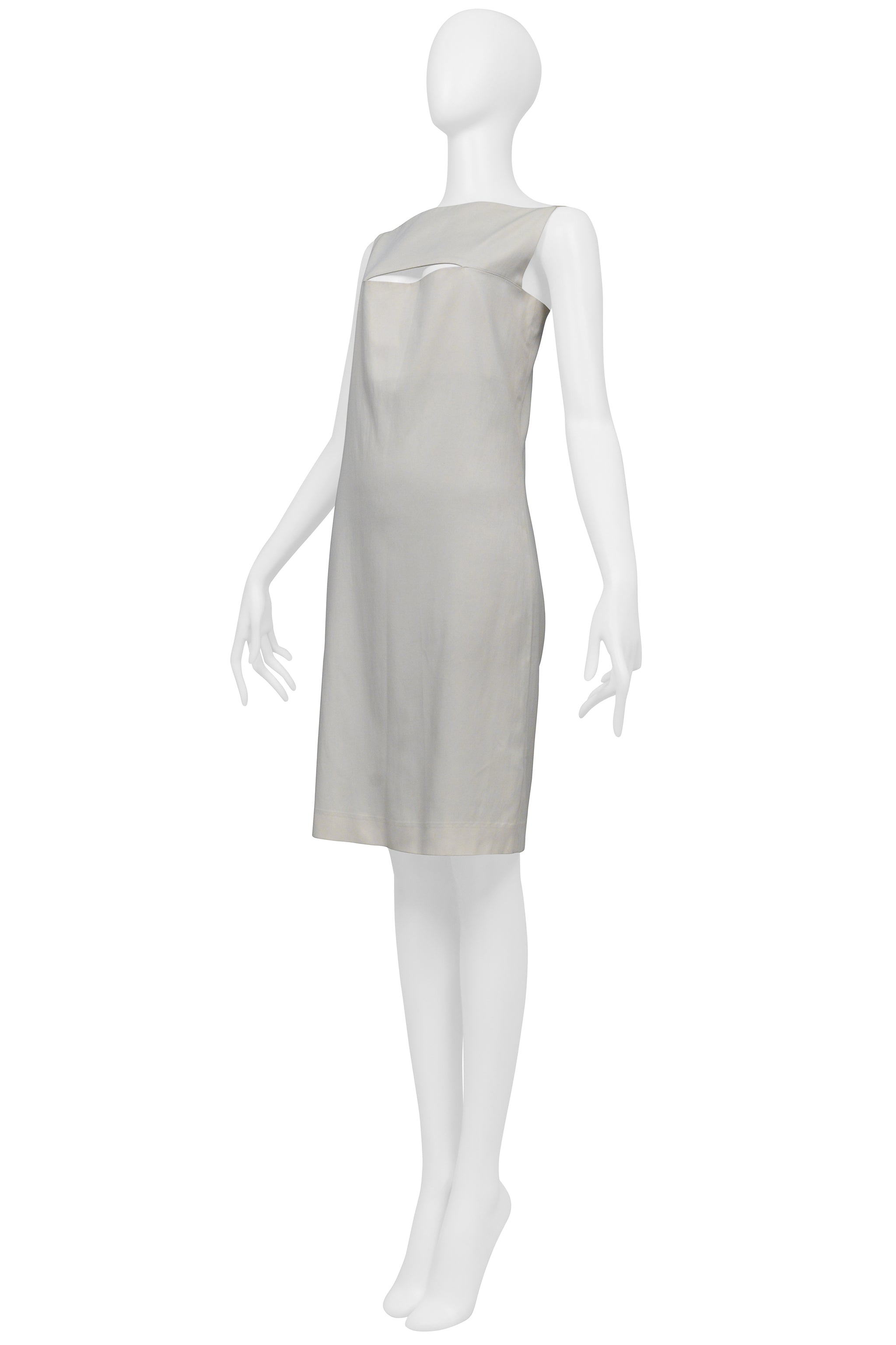 ANN DEMEULEMEESTER OFF WHITE MINI DRESS WITH CUTOUT