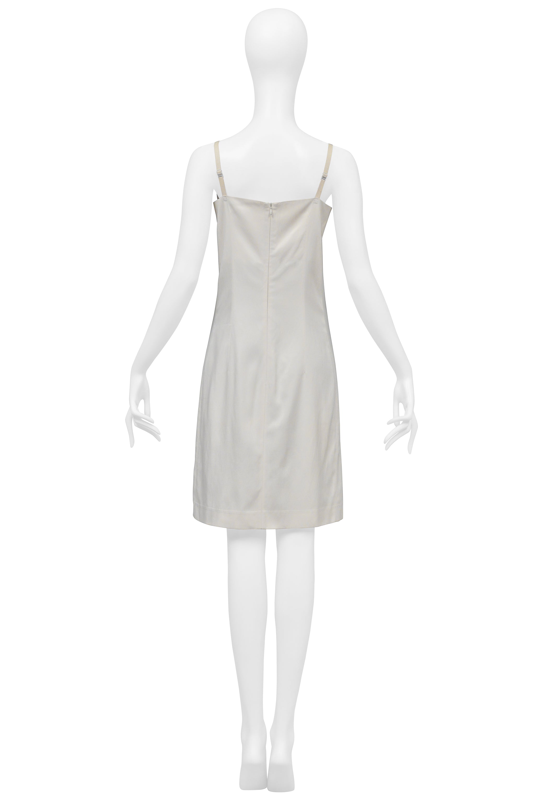 ANN DEMEULEMEESTER OFF WHITE MINI DRESS WITH CUTOUT