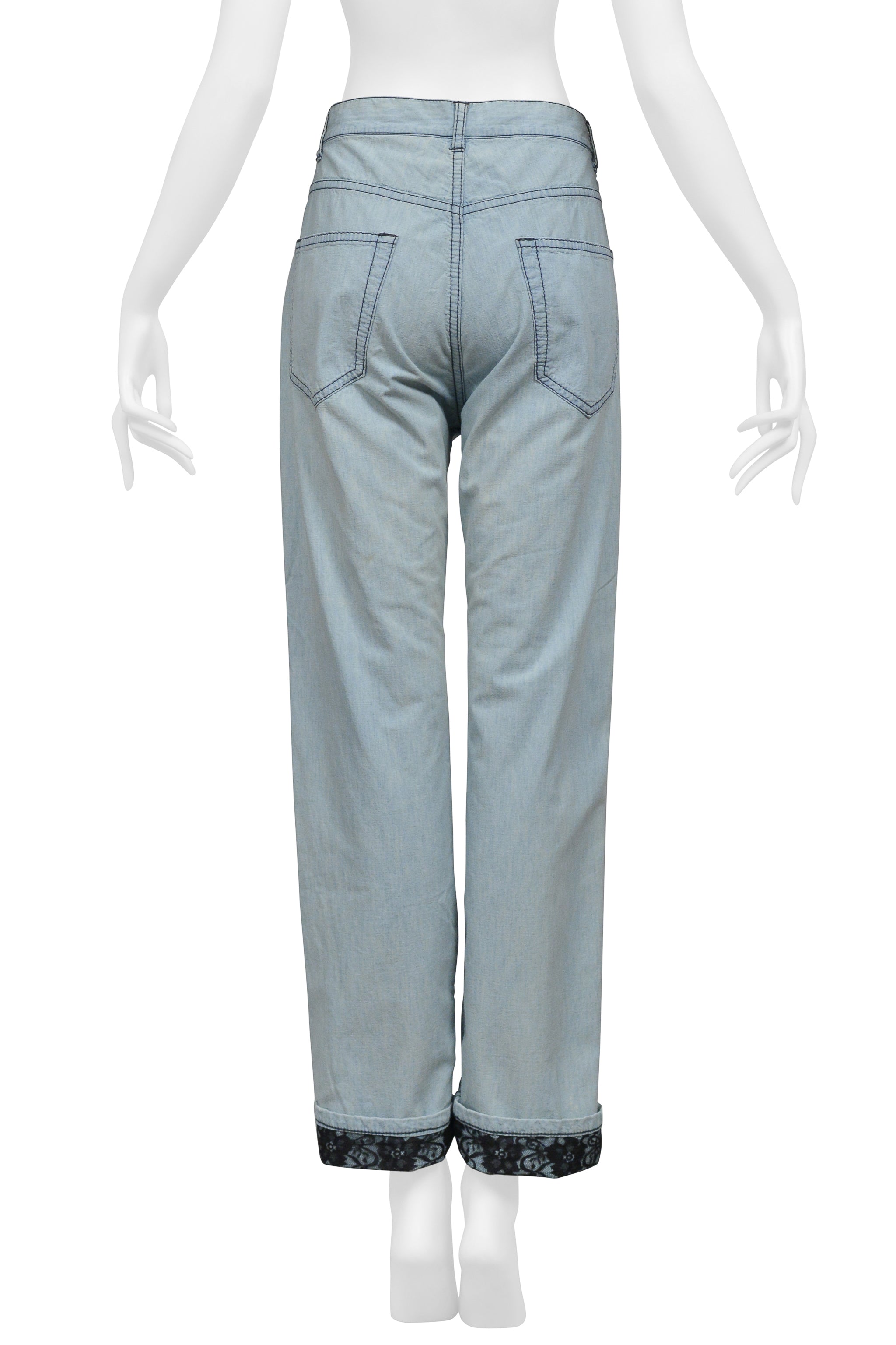 TAO FOR COMME DES GARCONS LIGHT DENIM CHAMBRAY WITH BLACK LACE LINING AND CUFFS 2010