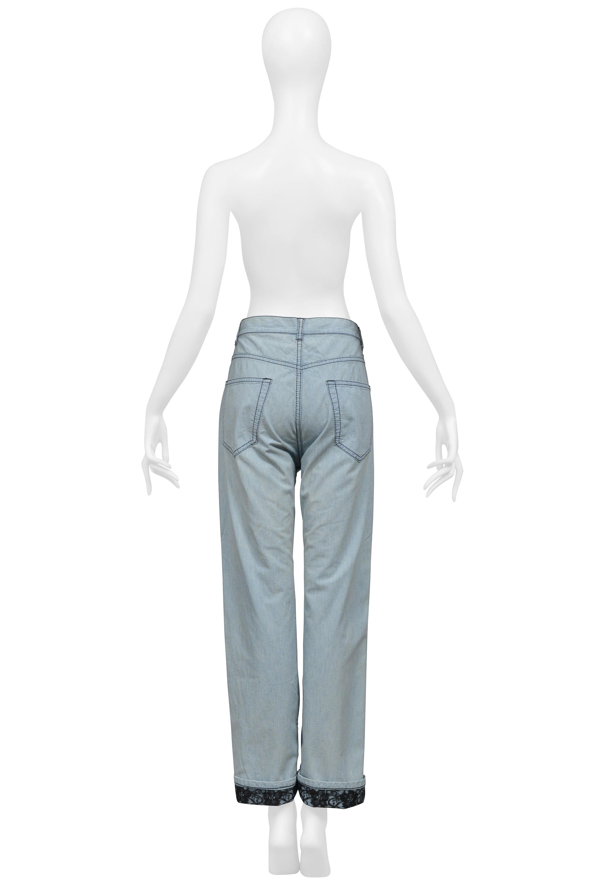 TAO FOR COMME DES GARCONS LIGHT DENIM CHAMBRAY WITH BLACK LACE LINING AND CUFFS 2010