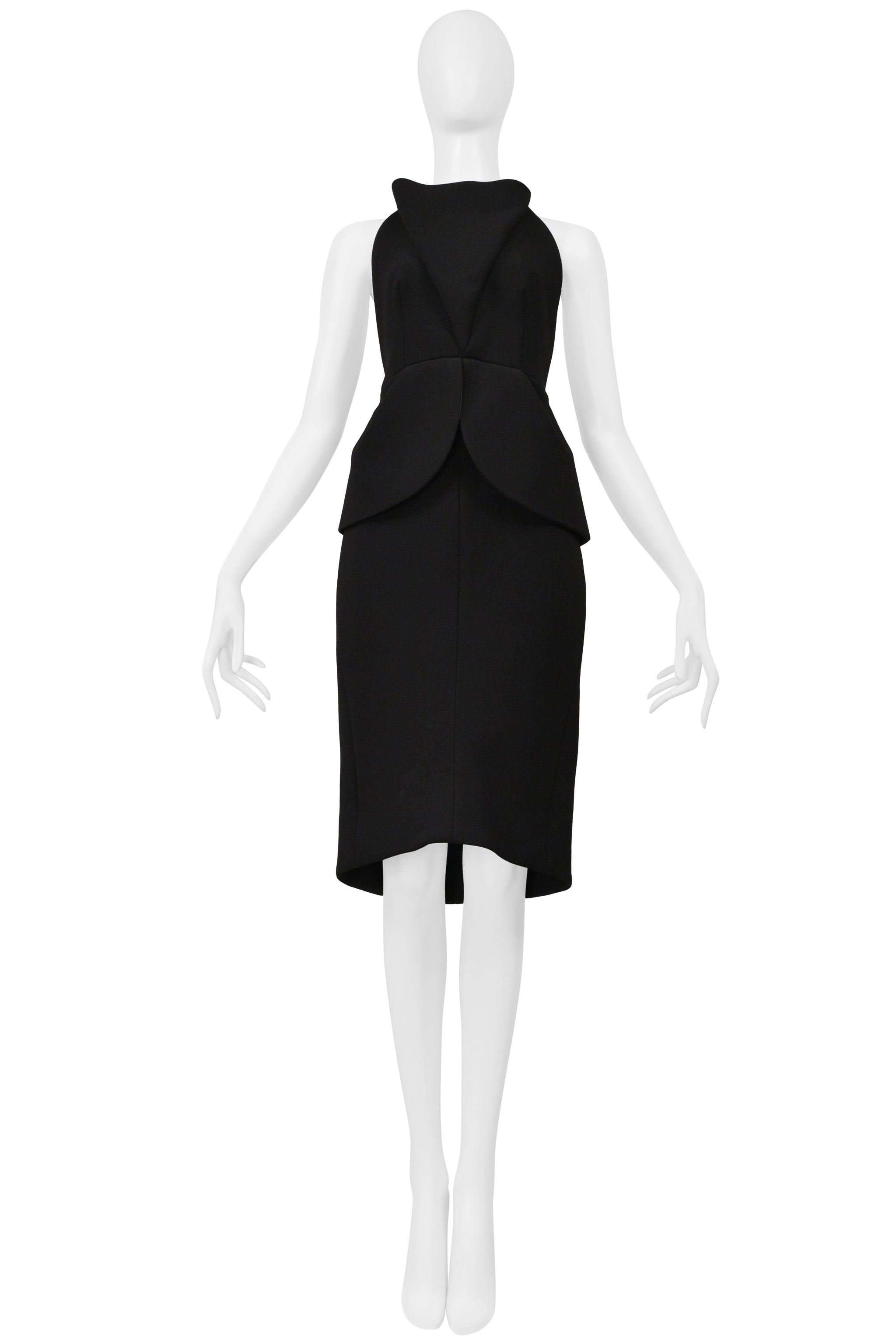 BALENCIAGA BLACK WOOL HALTER DRESS 2013