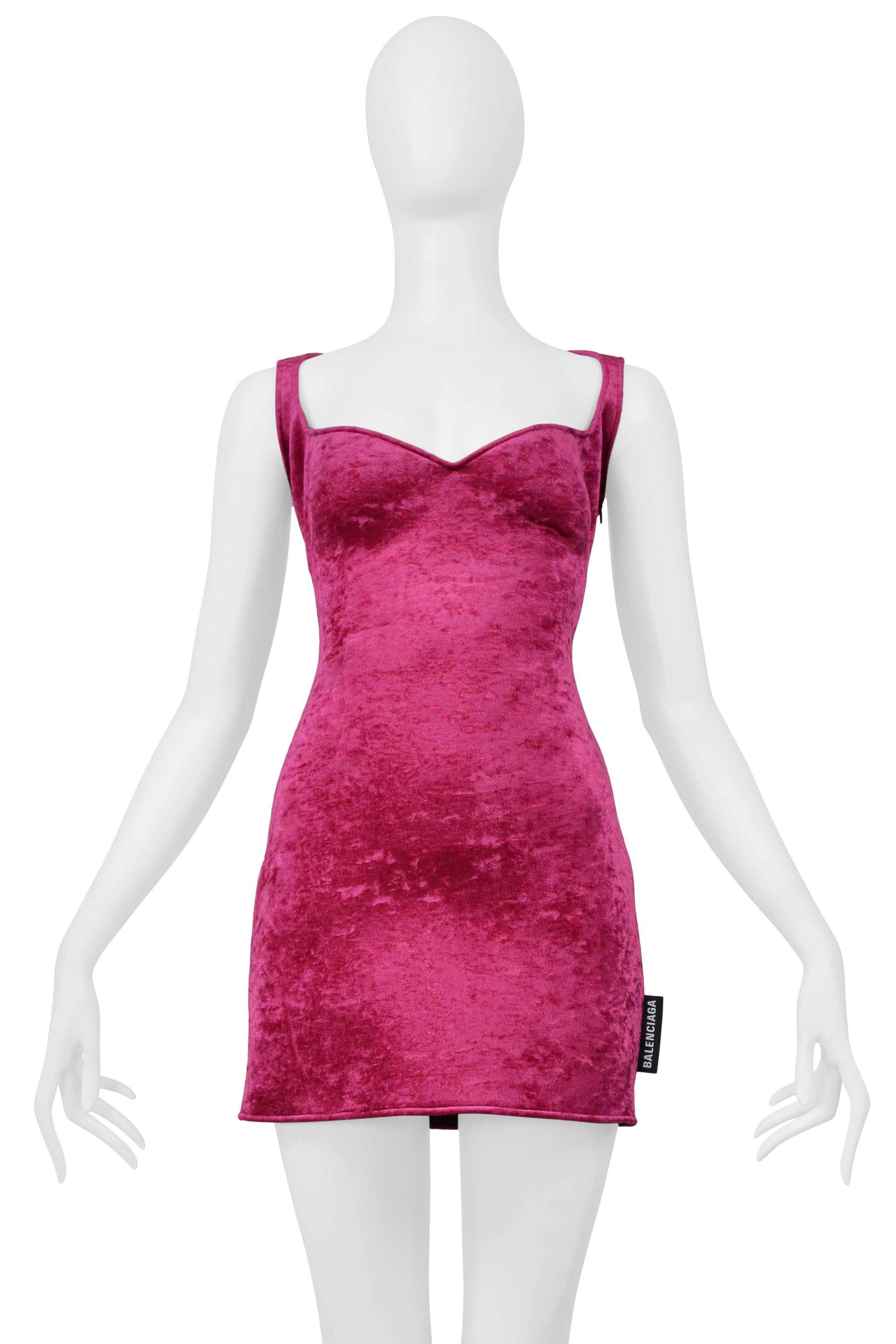 BALENCIAGA PINK NEOPRENE VELVET MINI DRESS 2018