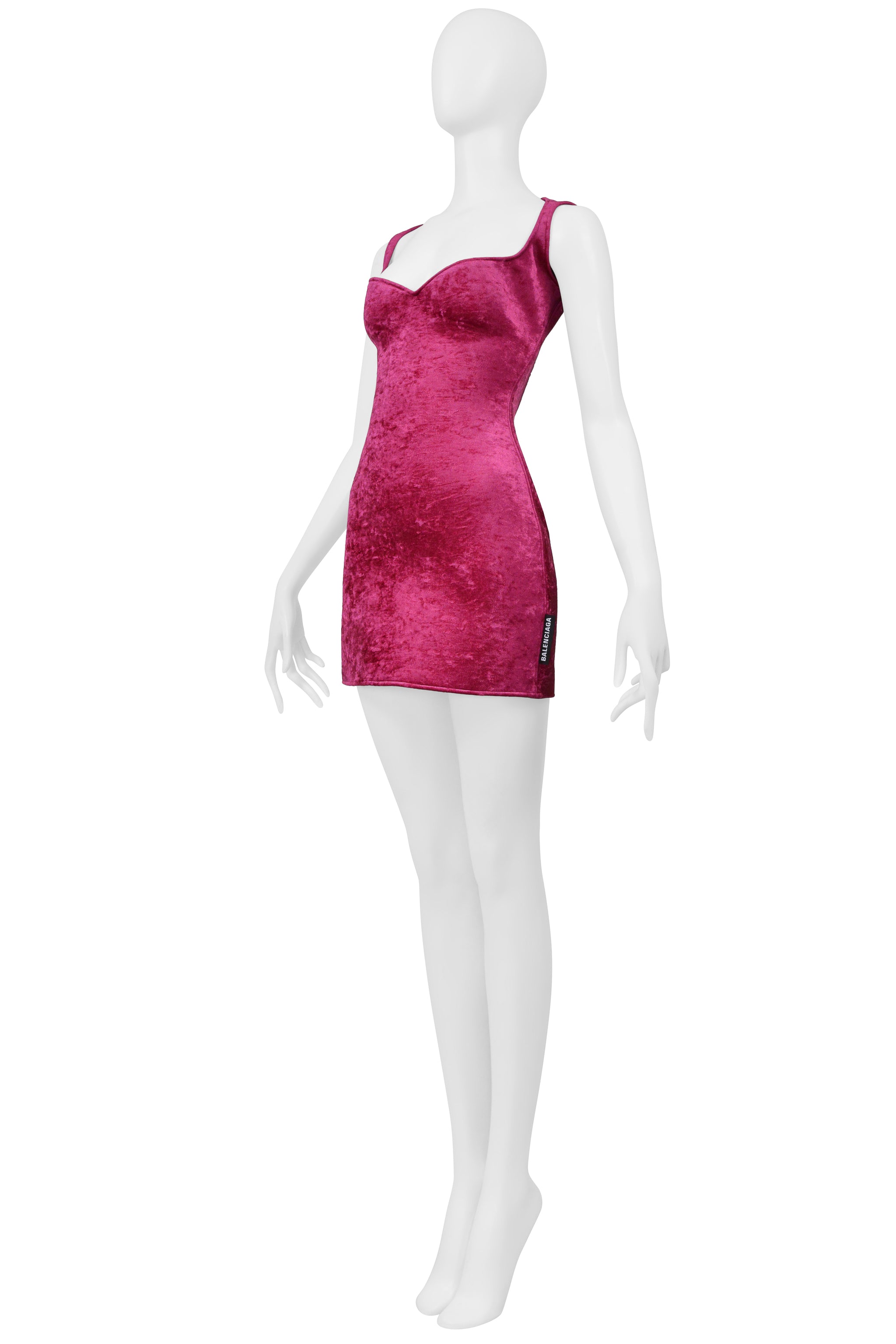 BALENCIAGA PINK NEOPRENE VELVET MINI DRESS 2018