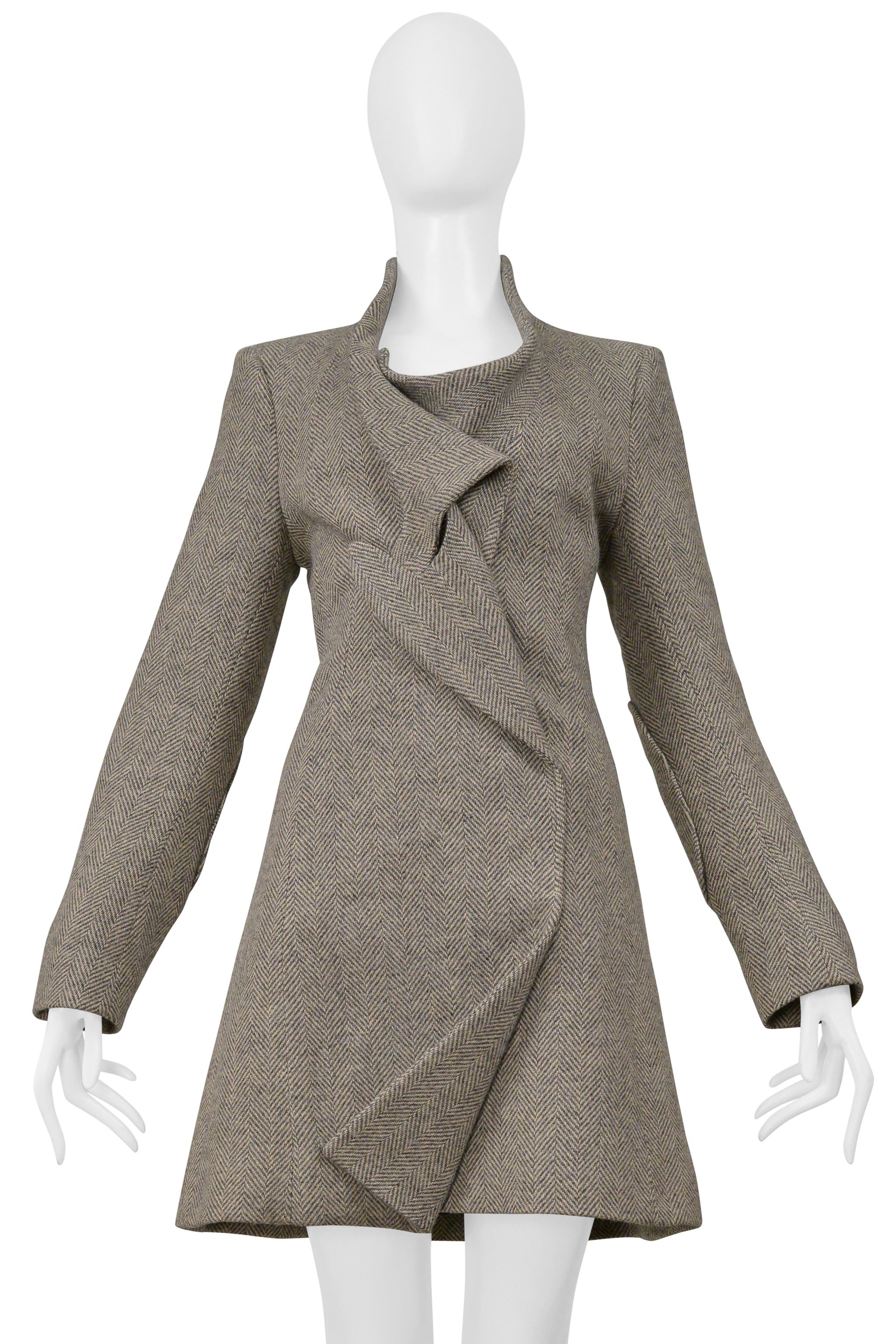 BALENCIAGA BY NICOLAS GHESQUIERE HERRINGBONE TWEED CONCEPT DRESS 2004