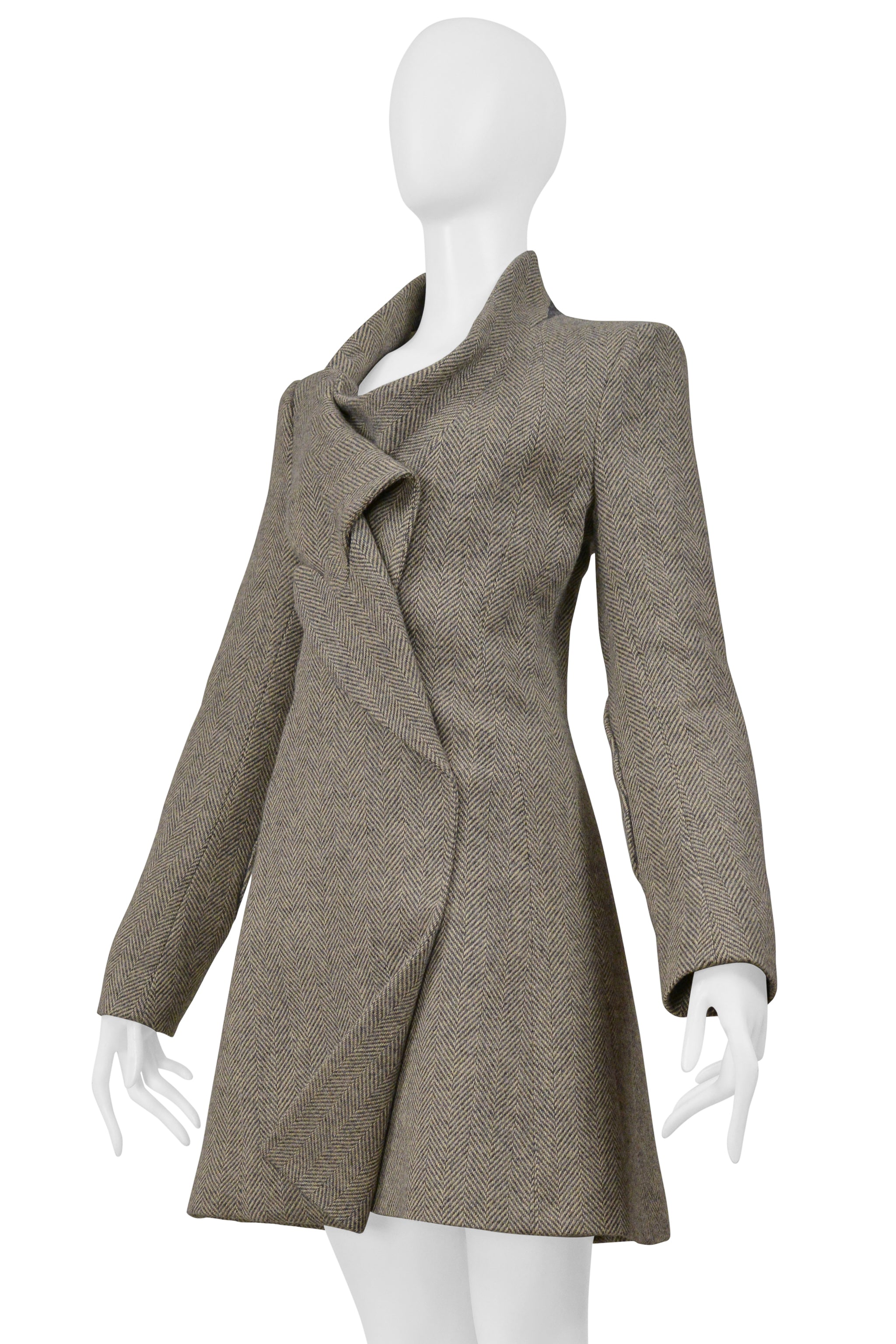 BALENCIAGA BY NICOLAS GHESQUIERE HERRINGBONE TWEED CONCEPT DRESS 2004