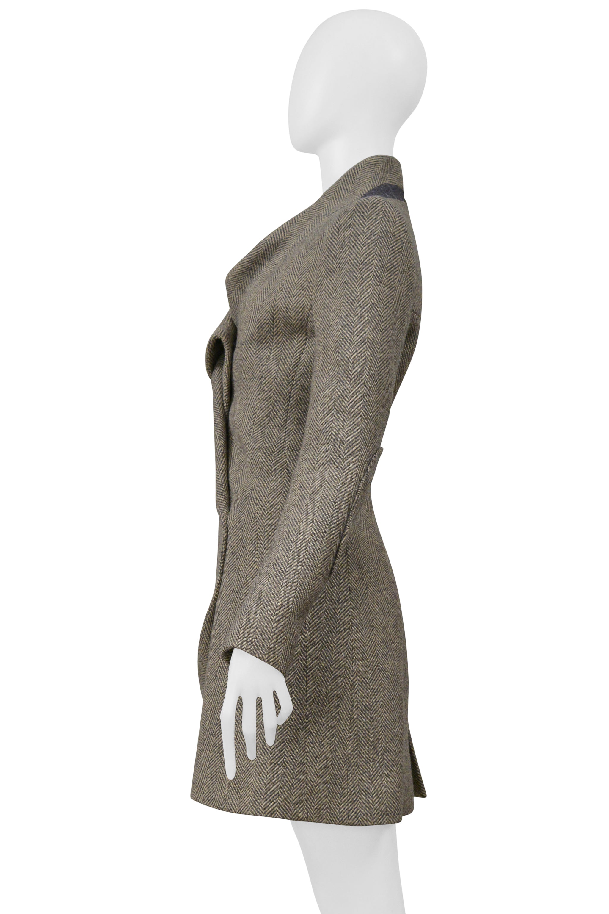 BALENCIAGA BY NICOLAS GHESQUIERE HERRINGBONE TWEED CONCEPT DRESS 2004