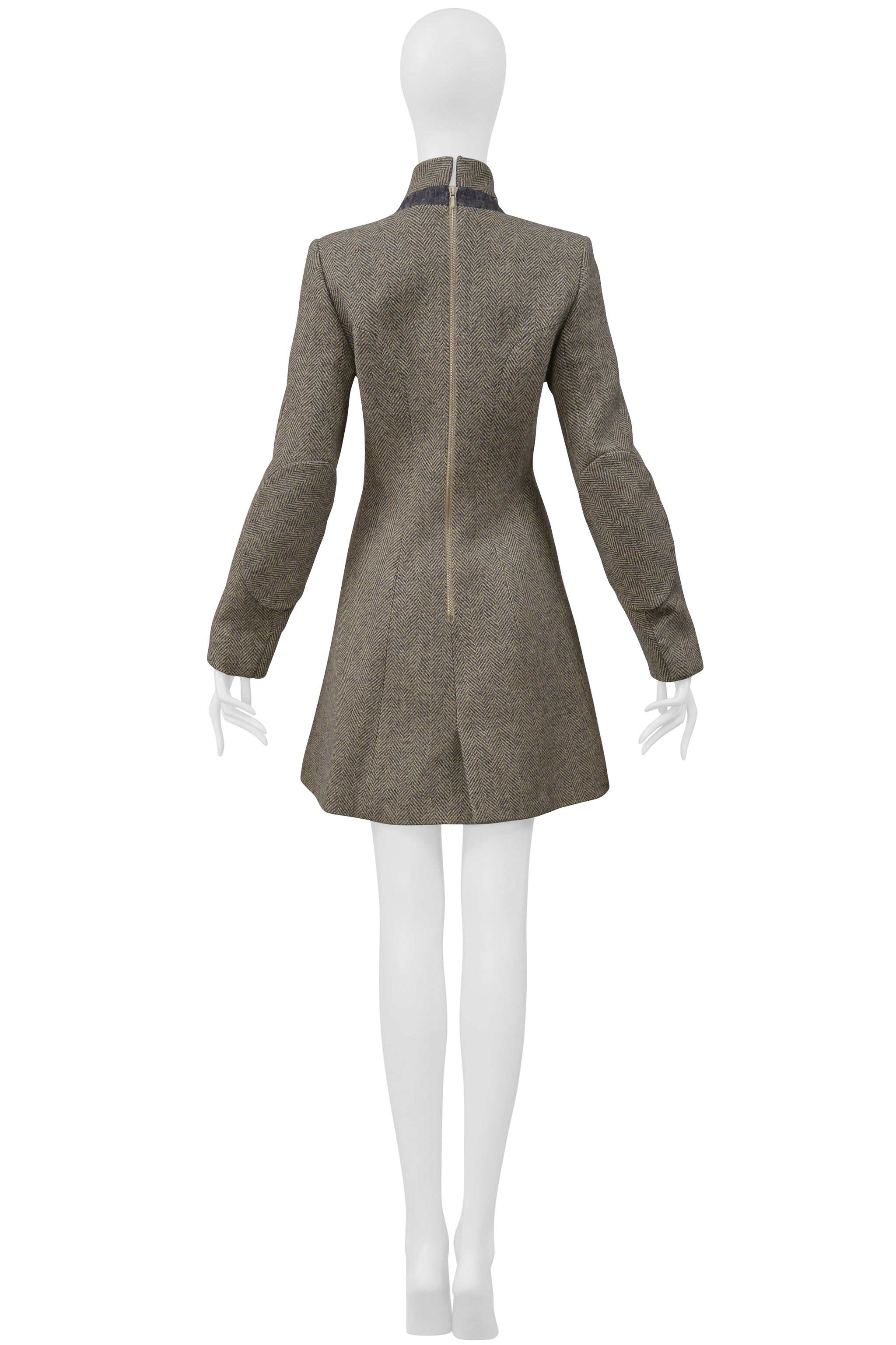 BALENCIAGA BY NICOLAS GHESQUIERE HERRINGBONE TWEED CONCEPT DRESS 2004