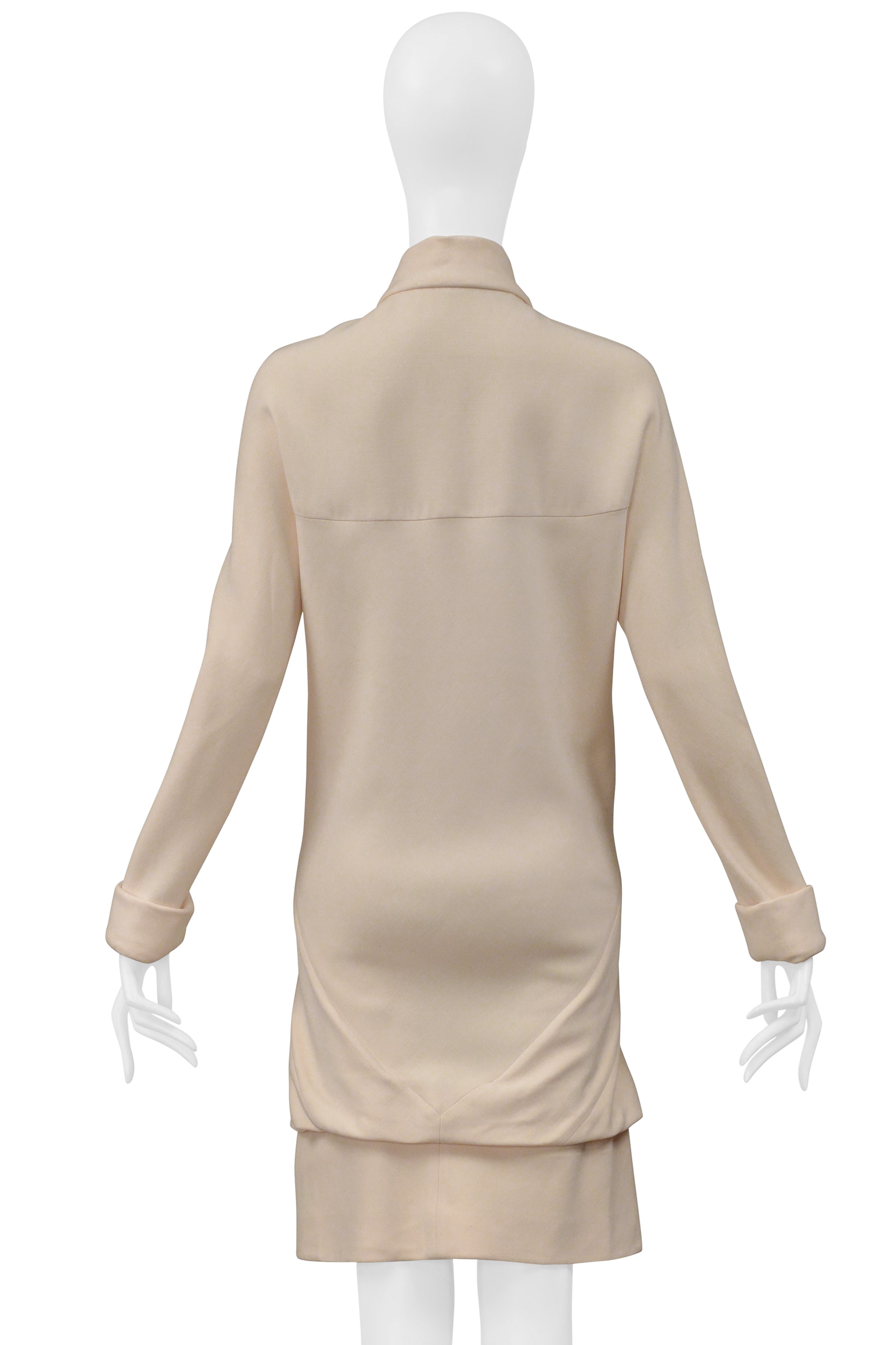 BALENCIAGA BY GHESQUIERE OFF-WHITE MOD DRESS WITH BLACK BUTTONS 2006