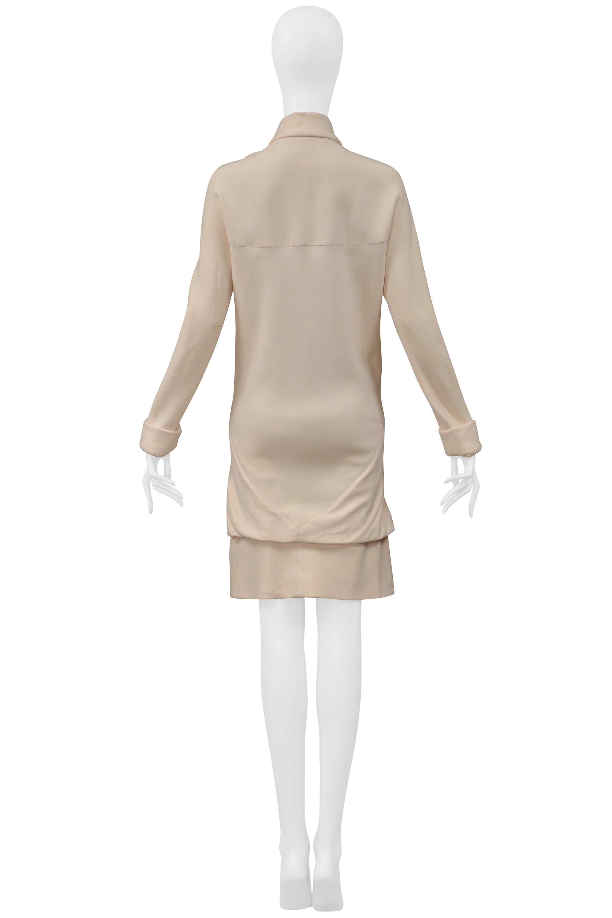 BALENCIAGA BY GHESQUIERE OFF-WHITE MOD DRESS WITH BLACK BUTTONS 2006