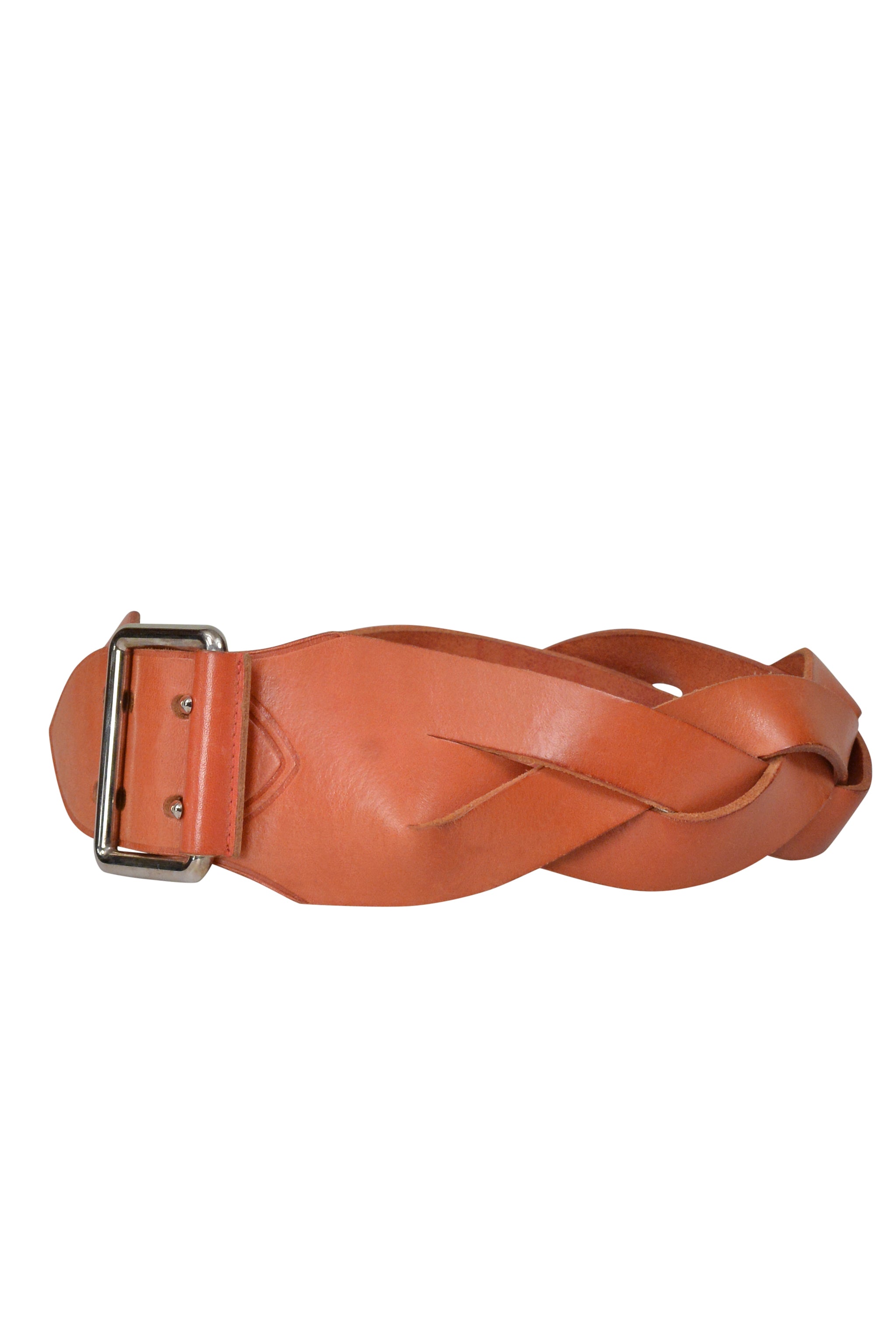 BALENCIAGA BY NICOLAS GHESQUIERE ORANGE LEATHER BRAIDED BELT
