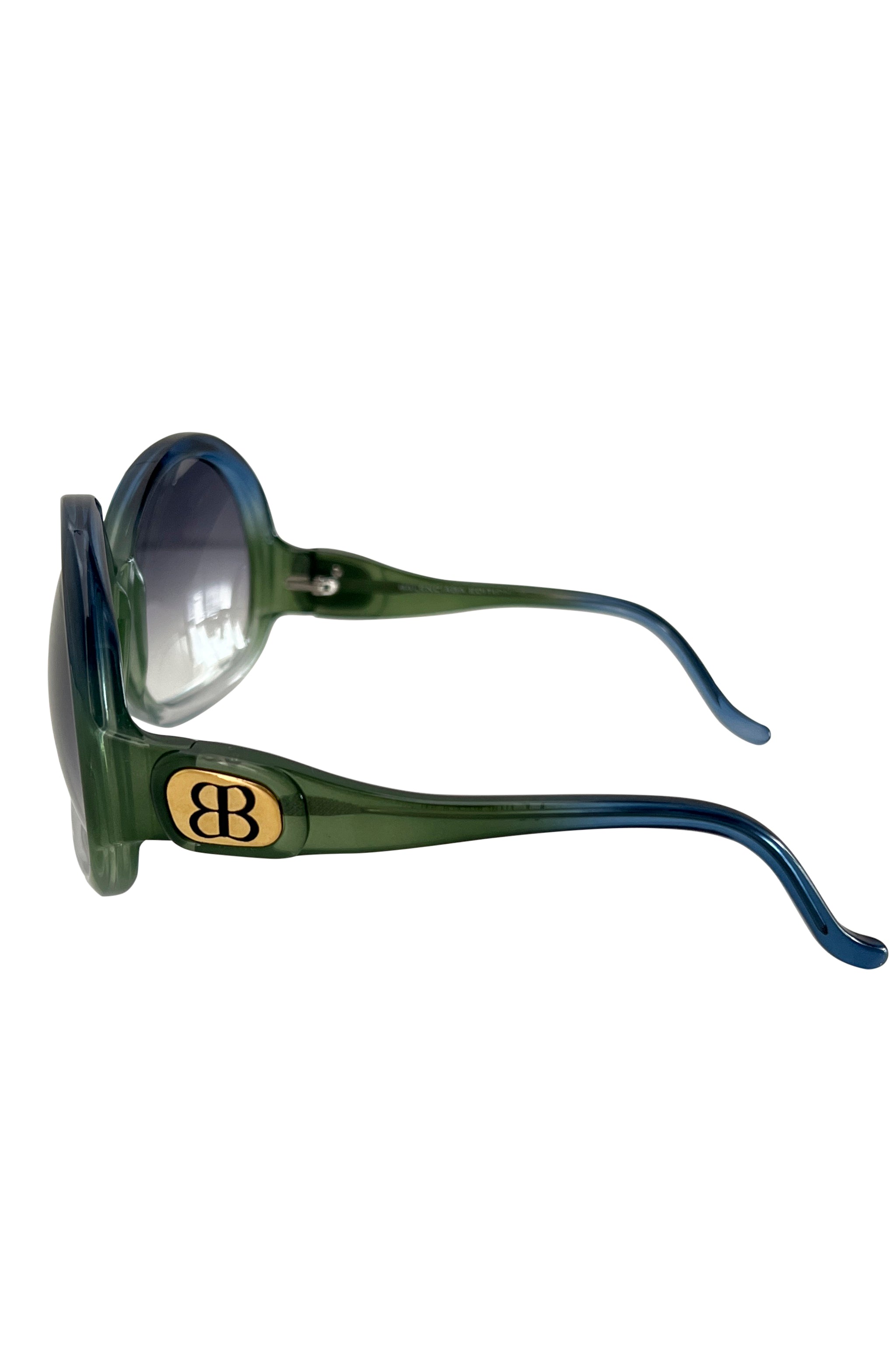 BALENCIAGA OVERSIZED BLUE AND GREEN SUNGLASSES
