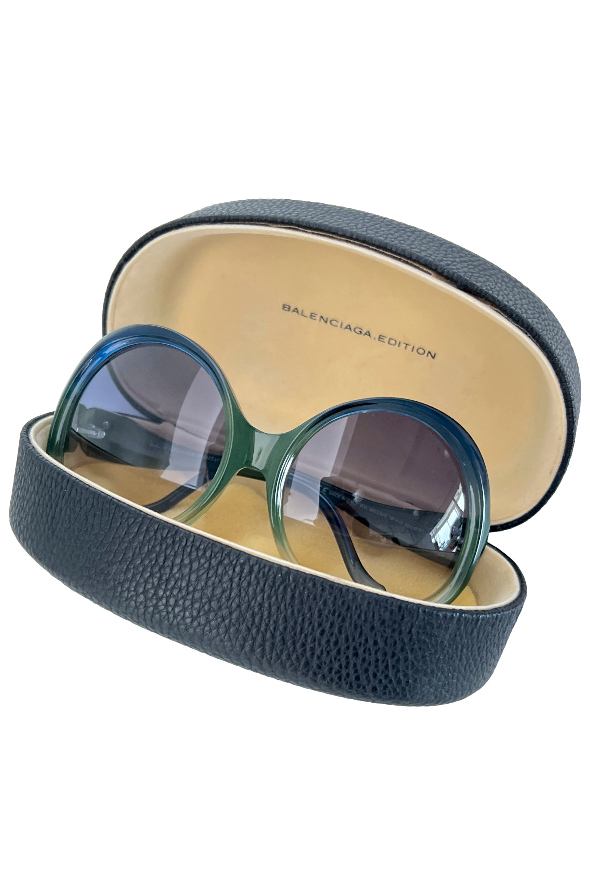 BALENCIAGA OVERSIZED BLUE AND GREEN SUNGLASSES