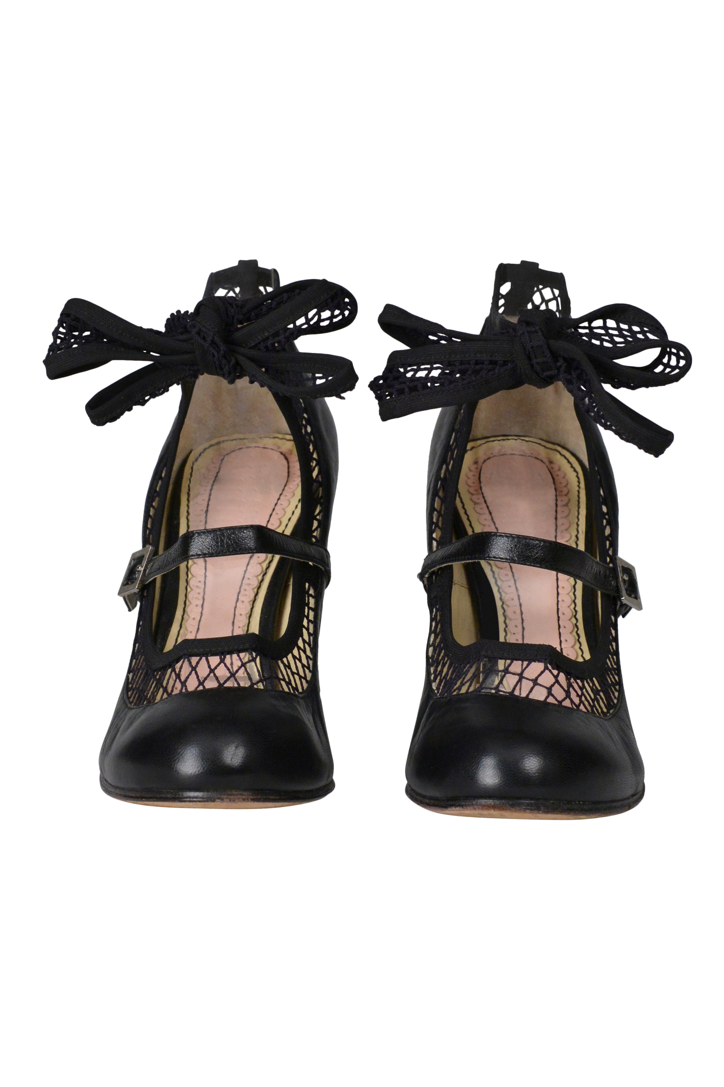 JOHN GALLIANO BLACK PINUP LEATHER & FISHNET PUMPS 2006