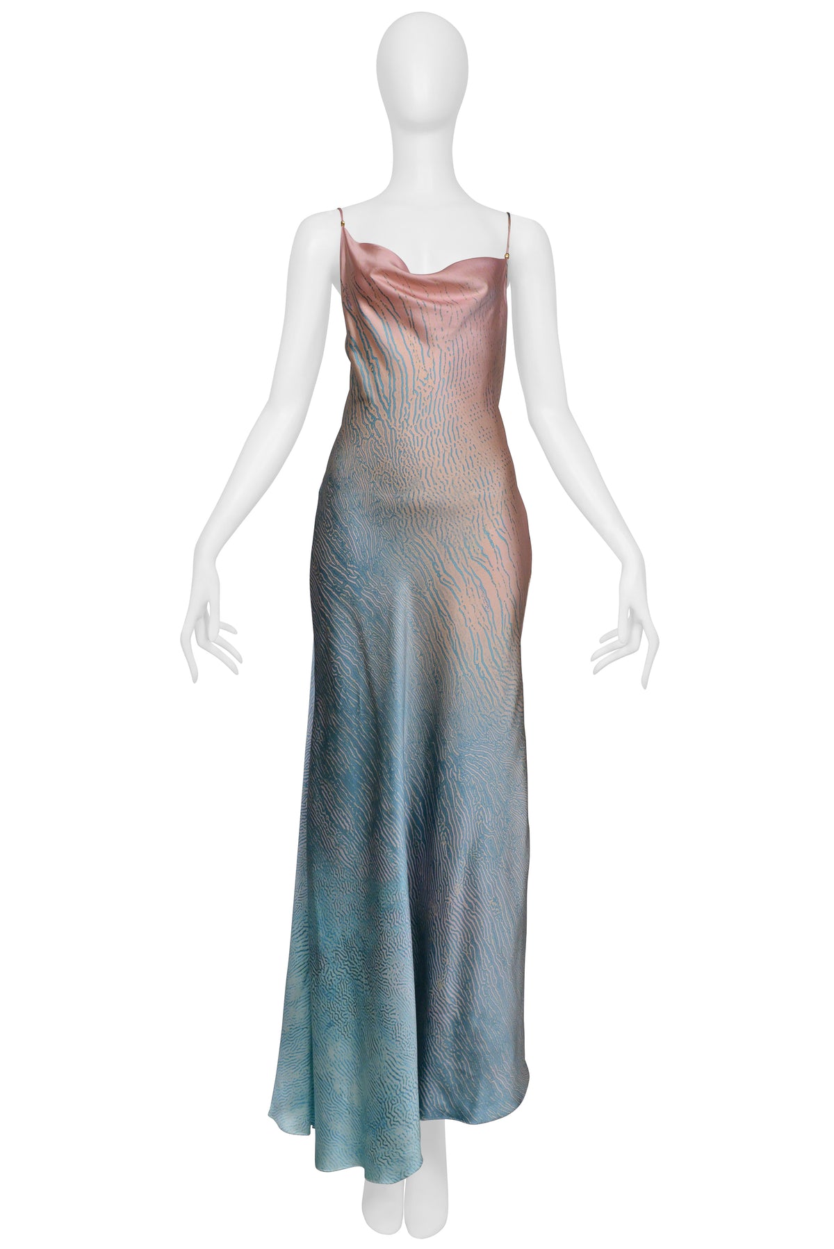 ROBERTO CAVALLI PINK AND BLUE CORAL DRESS 2001