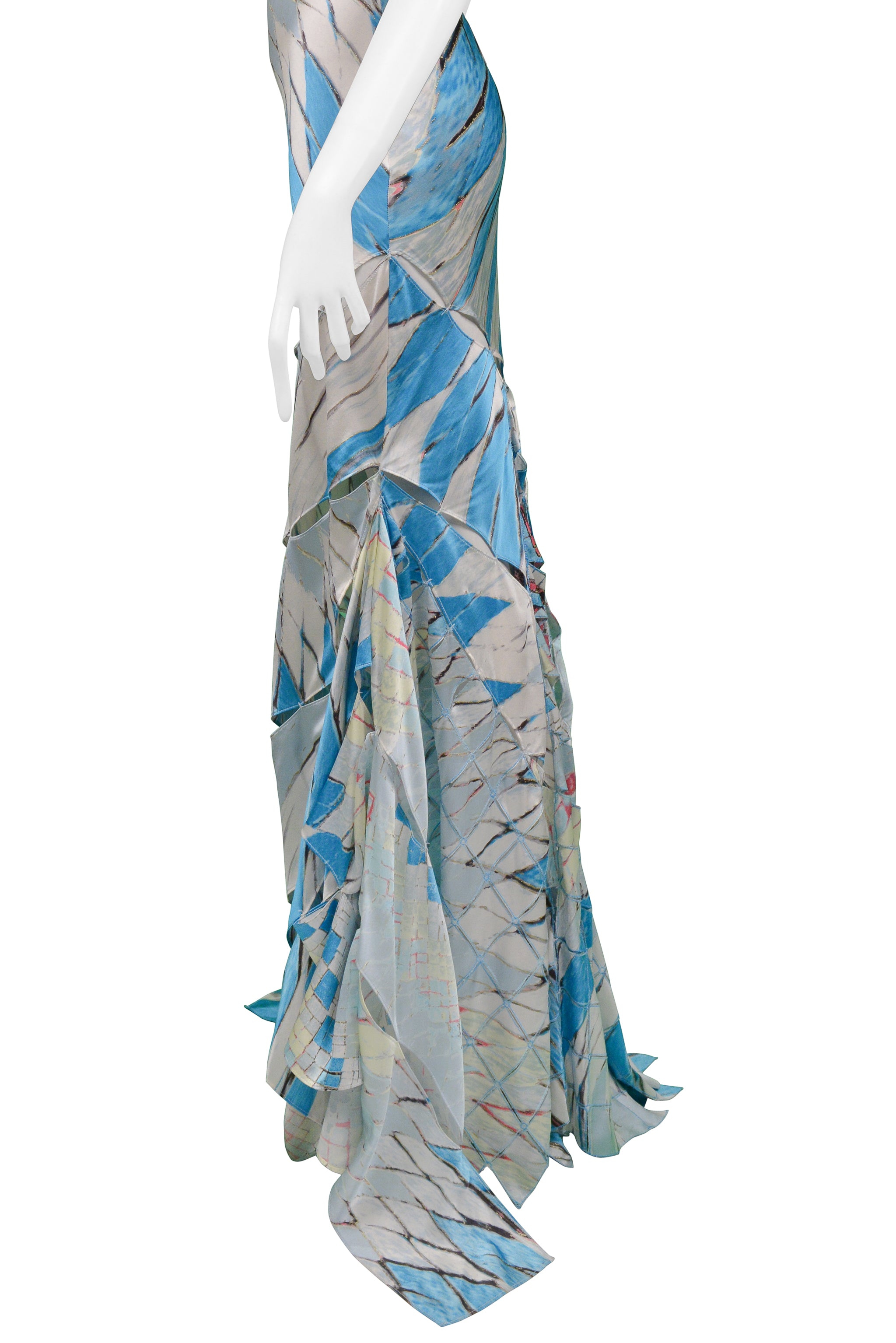 ROBERTO CAVALLI MULTICOLOR KALEIDOSCOPE PRINT GOWN 2004