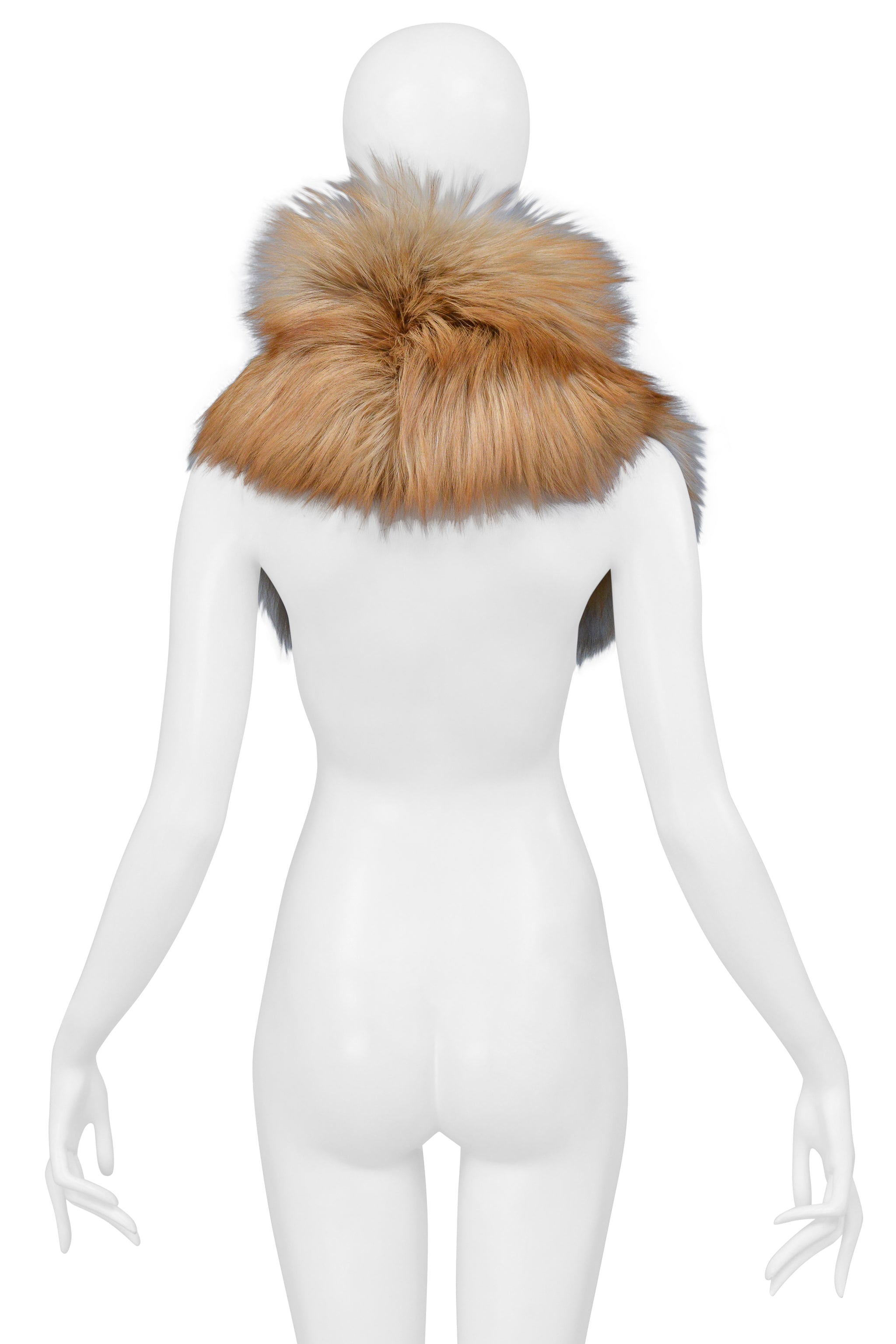 ROBERTO CAVALLI TAN FOX FUR COLLAR WRAP 2004