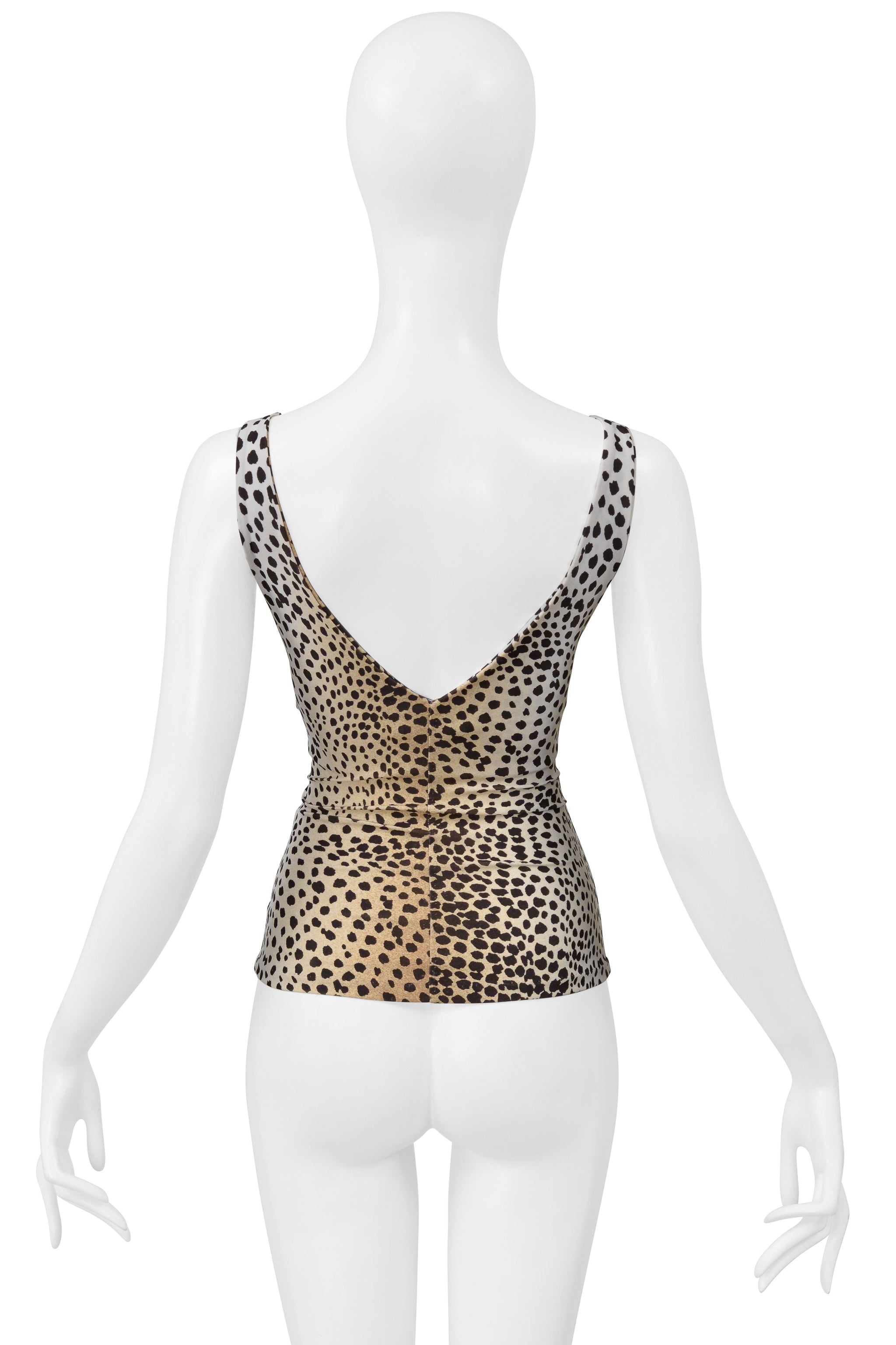 ROBERTO CAVALLI TAN LEOPARD PRINT TOP WITH GOLD HARDWARE 2005