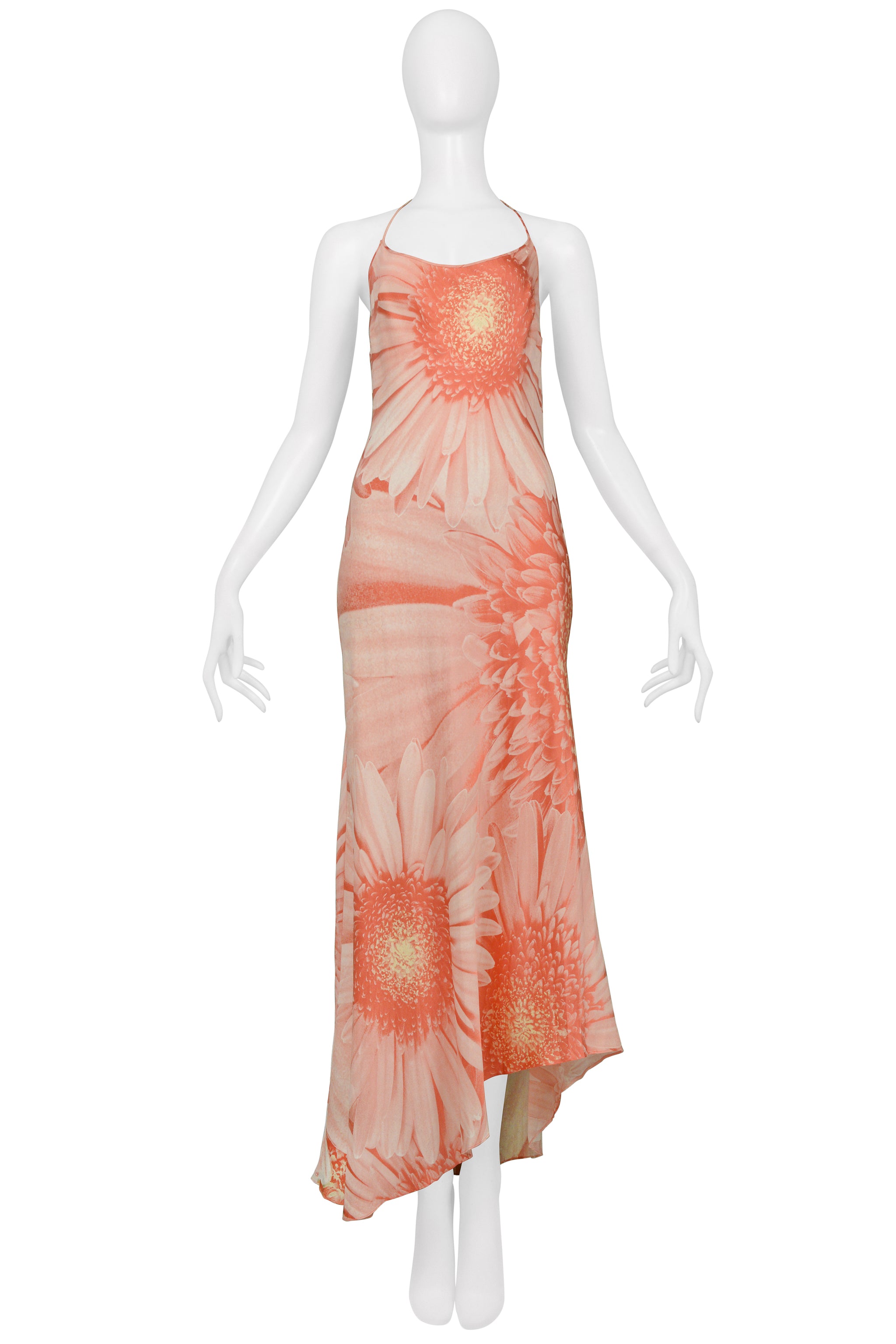 ROBERTO CAVALLI PINK DAISY MAXI SLIP DRESS 2000