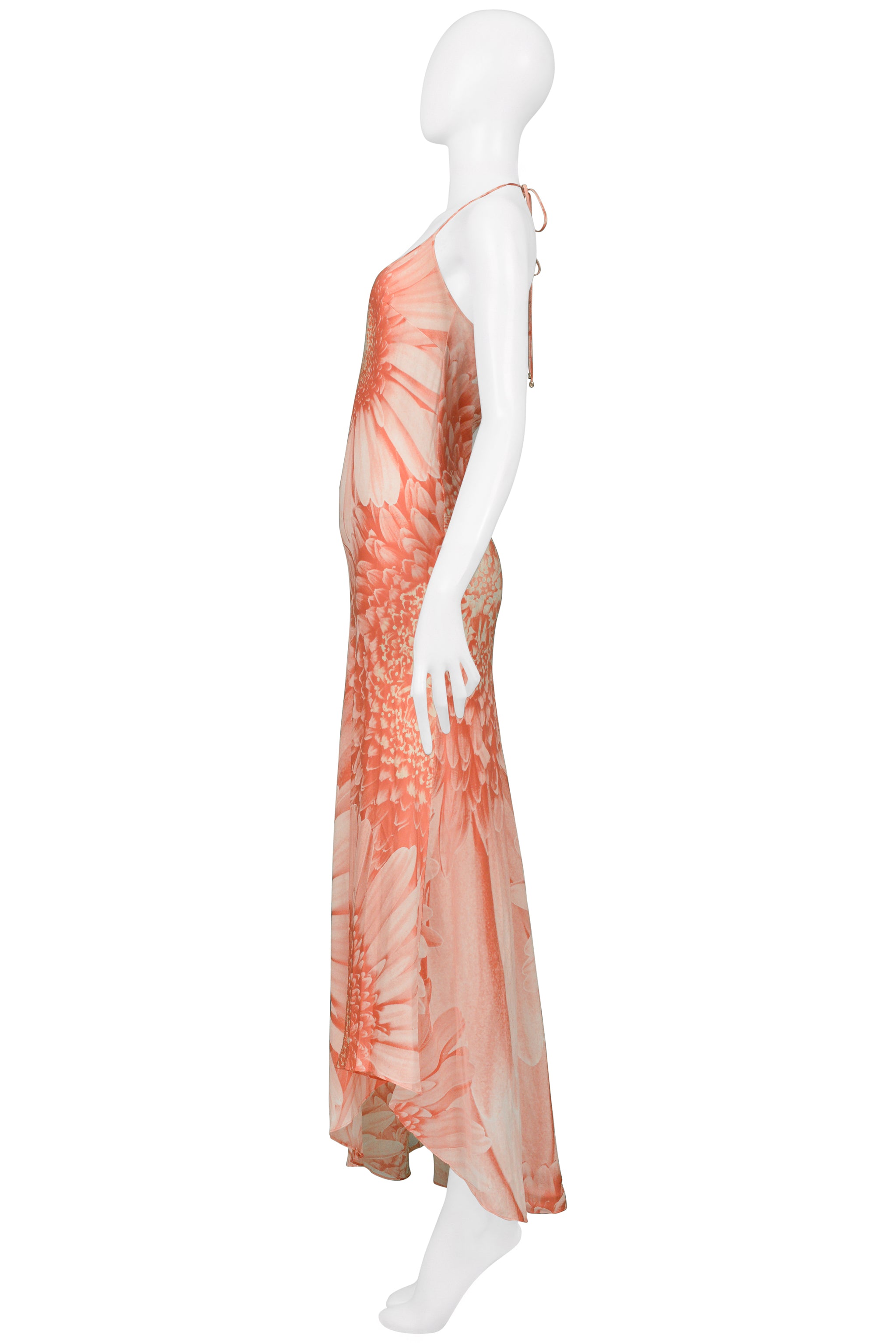 ROBERTO CAVALLI PINK DAISY MAXI SLIP DRESS 2000